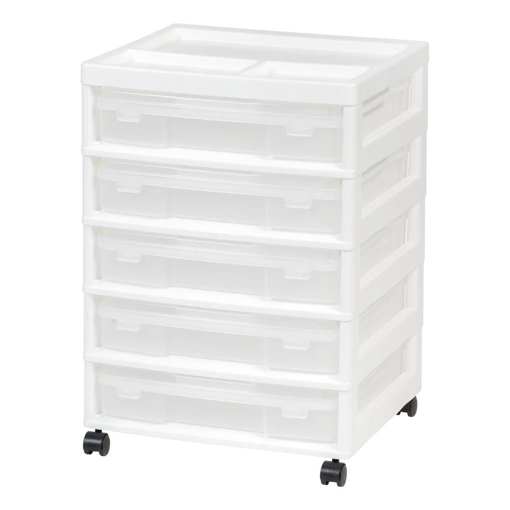 IRIS 5-Drawers White Rolling Plastic Storage Drawer Cart 20.86-in H x  15.88-in W x 14.25-in D in the Storage Drawers department at