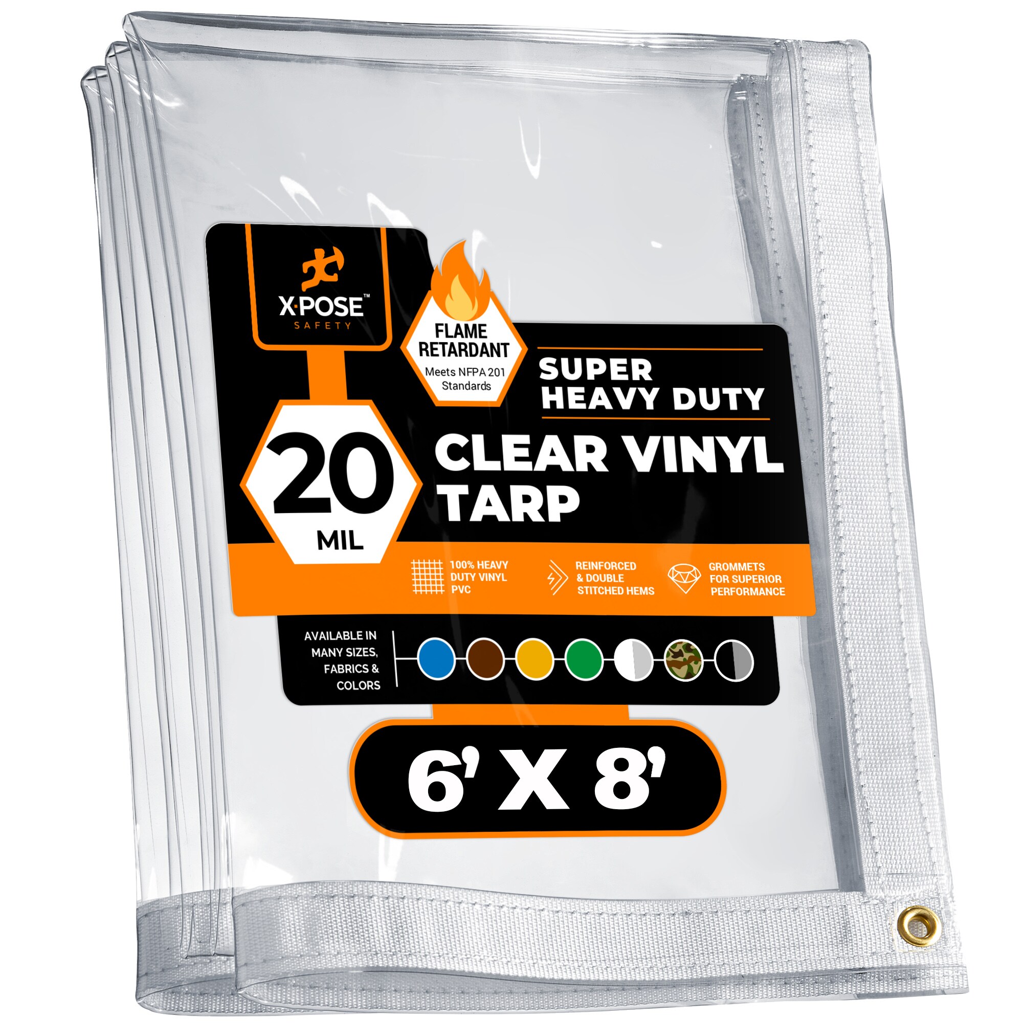 XPOSE SAFETY CVTFR-68-X-S 6-ft x 8-ft White Waterproof Commercial Vinyl 20-mil Tarp