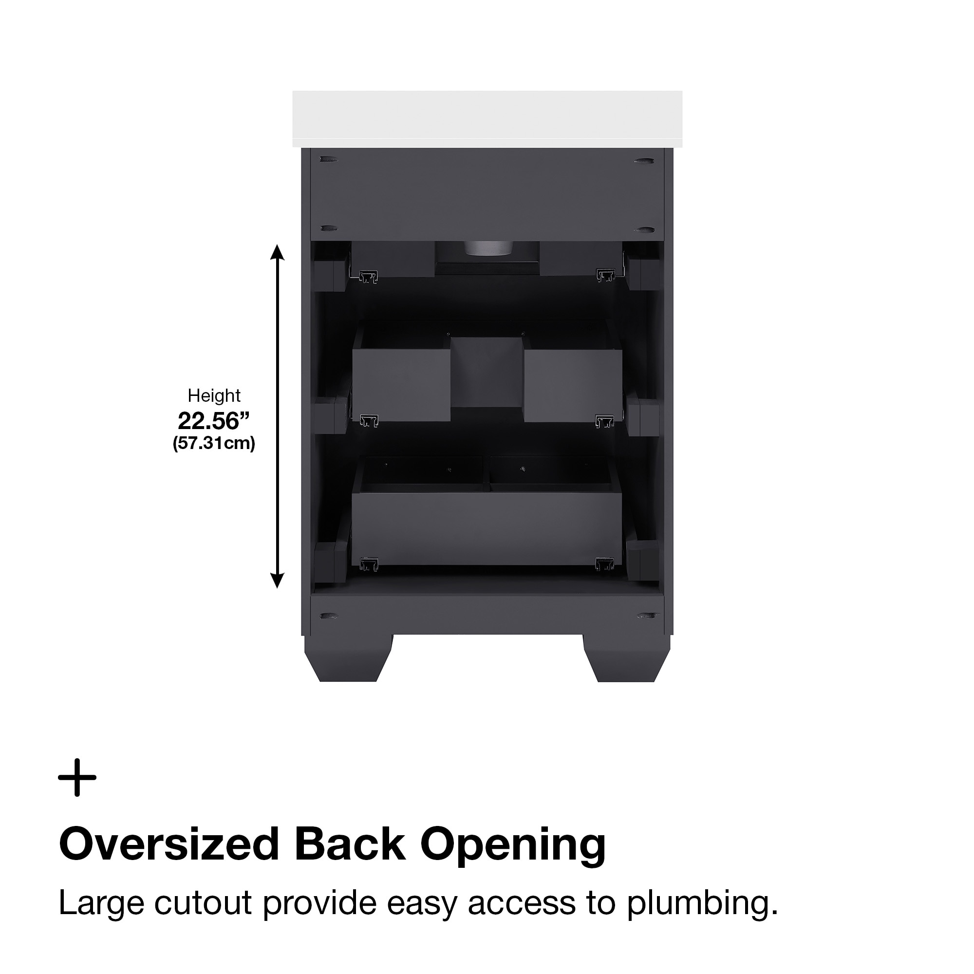 Dark Charcoal 24'' Single Freestanding Bathroom Vanity with Marble Top