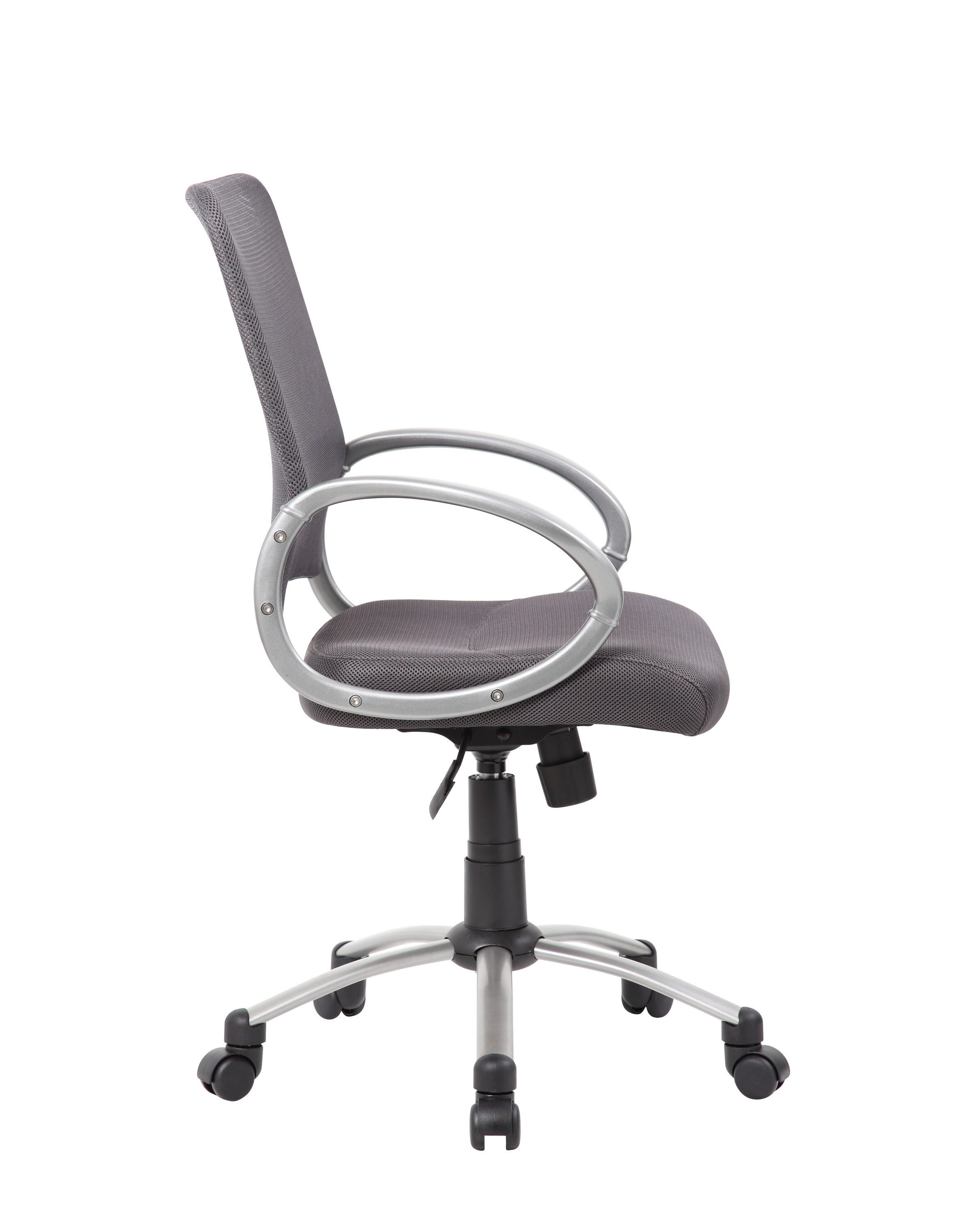 Charcoal Grey Mesh Swivel Task Chair with Pewter Finish Metal Base