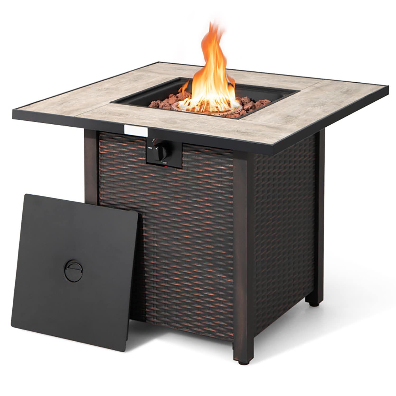GZMR GZ-A01NP27DK 30 Inch Square Propane Gas Fire Pit Table 30-in W Black Portable Steel Square Tabletop Liquid propane Fire pit