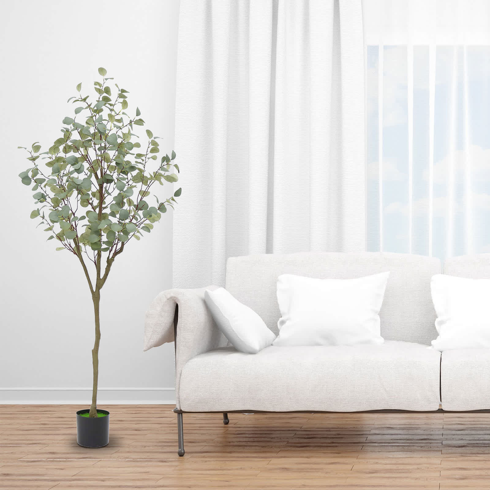WhizMax GGL-PHO-16D0DME5 6FT Artificial Eucalyptus Tree For Home Decor  Eucalyptus Tree Artificial With Realistic Trunk And Lifelike Leaves  Fake Eucalyptus Tree In Pot For Home Decor Outdoor