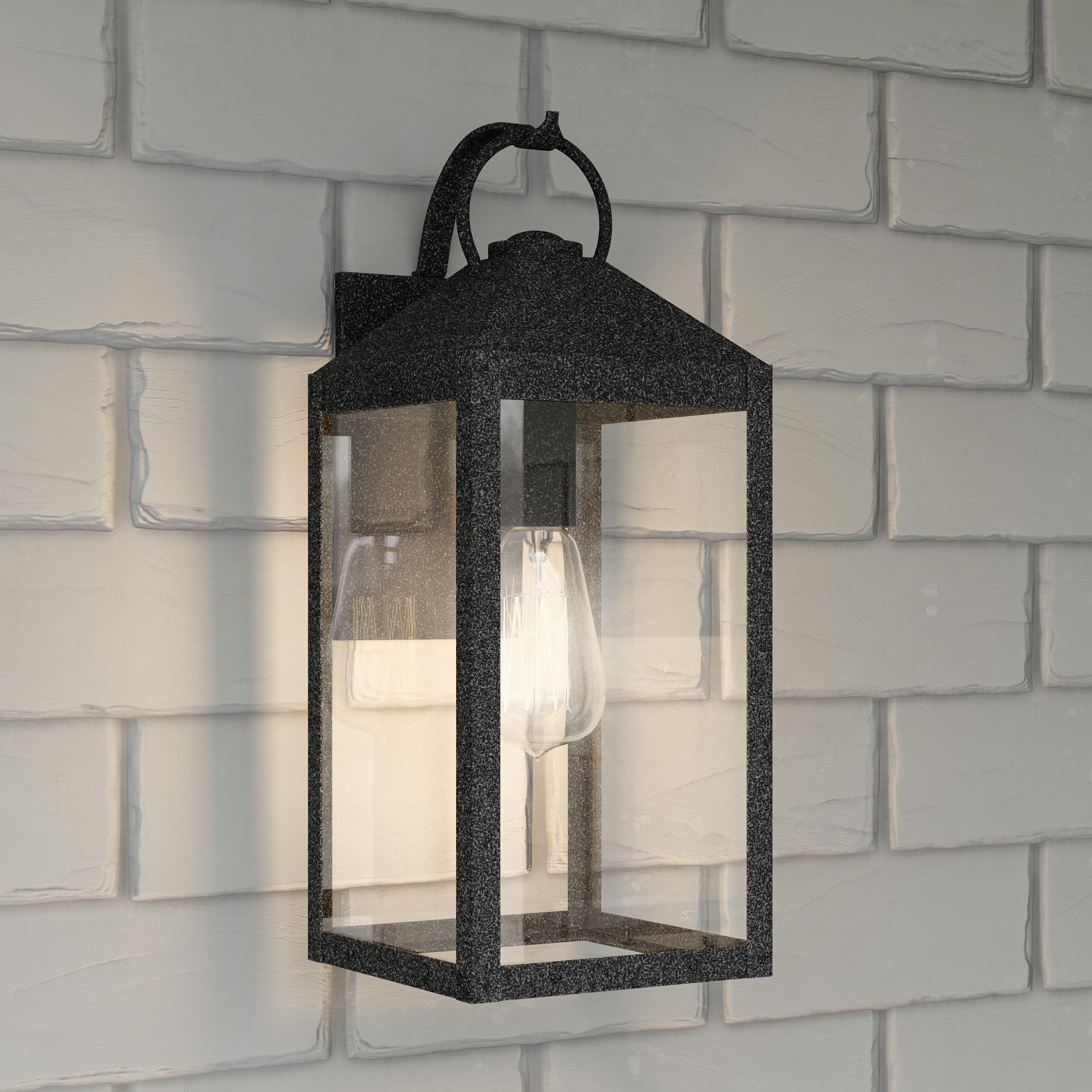 Thorpe 15" Mottled Black Metal Outdoor Wall Sconce