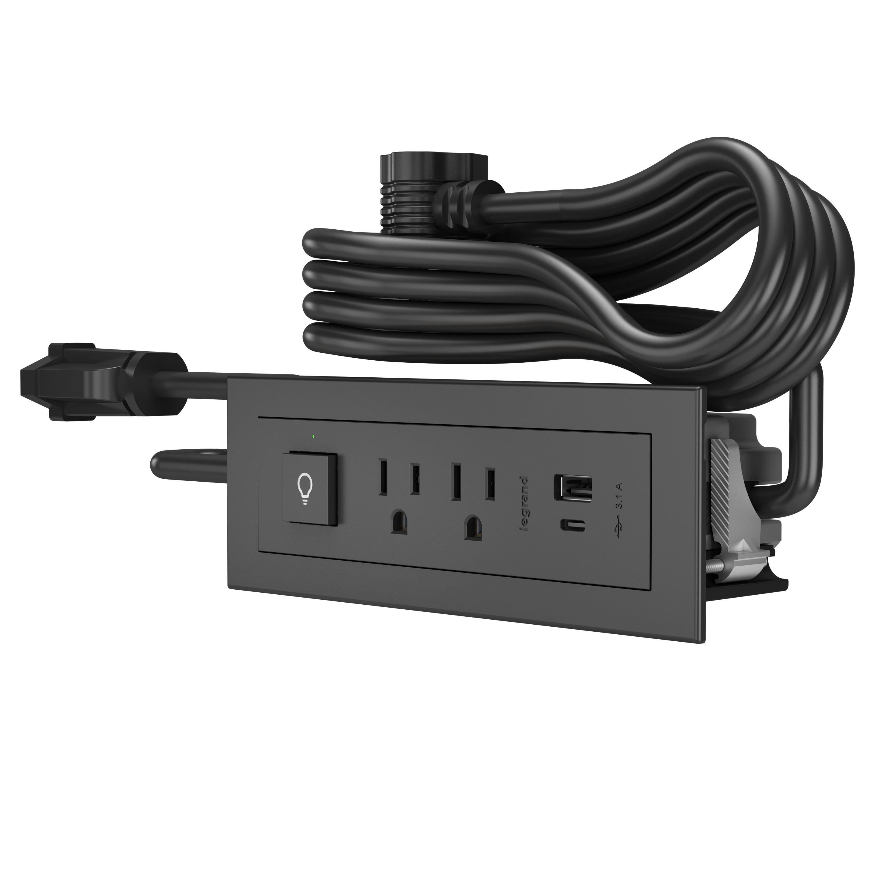 Legrand 2-Outlet 2-USB Ports Black Power Strip