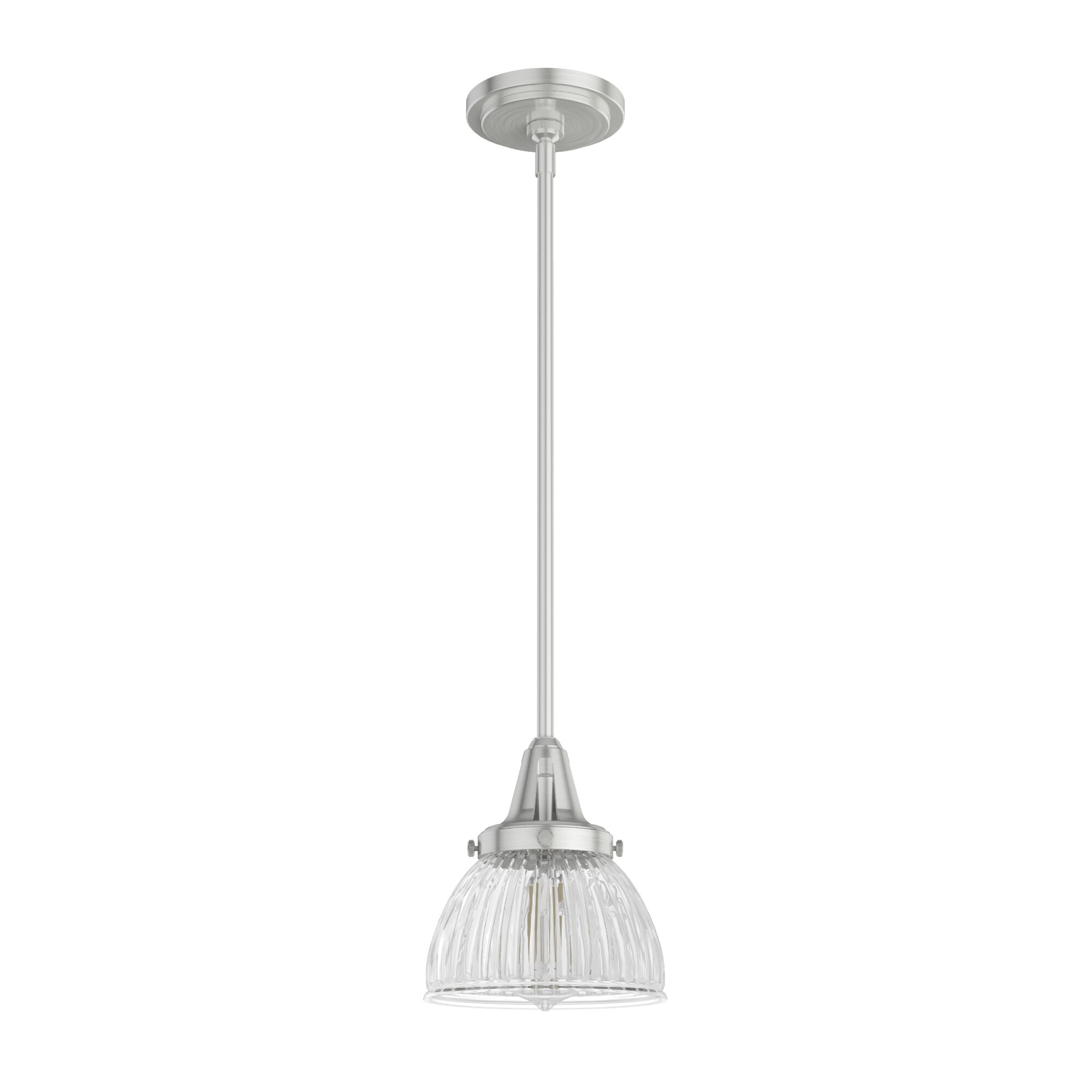 Cypress Grove Brushed Nickel Mini Pendant with Fluted Glass