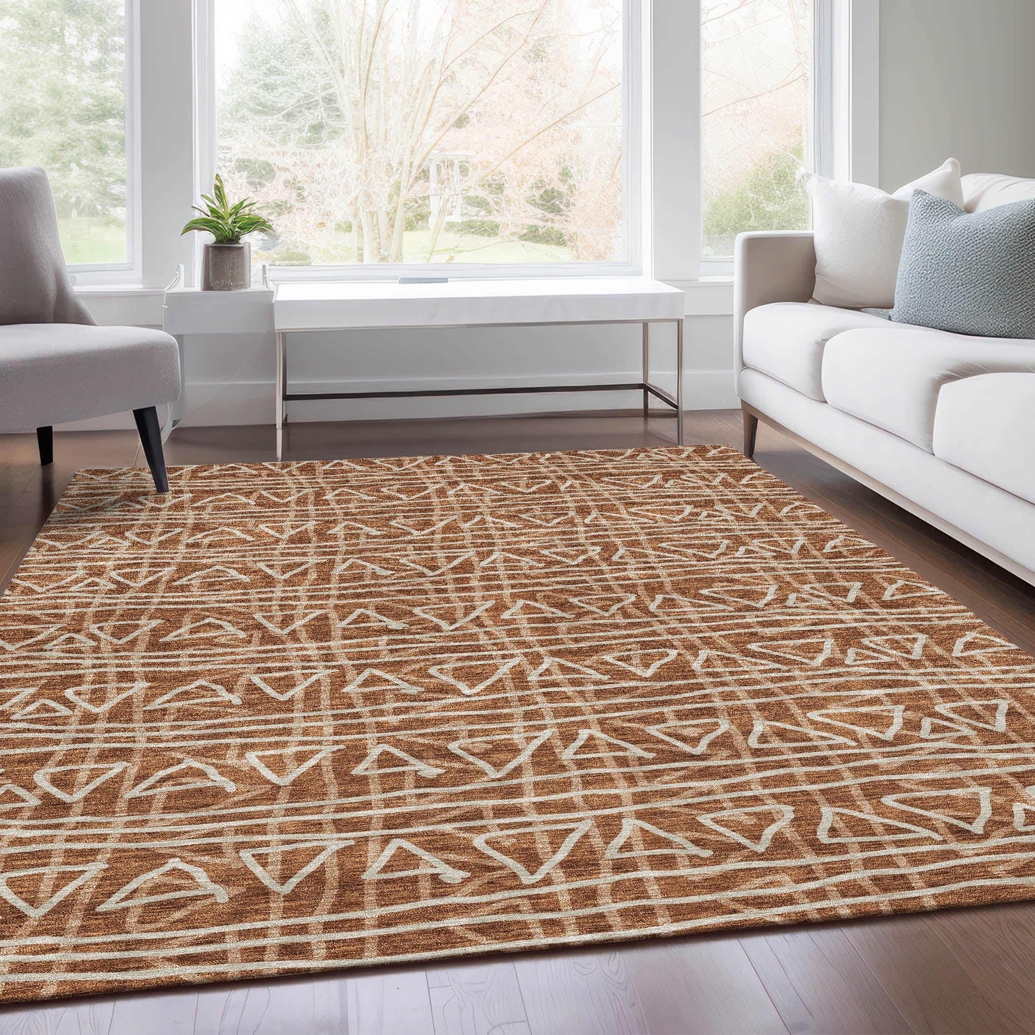 Addison Rugs ACN730TR9X12 Chantille ACN730TR 9 x 12 (ft) Polyester Terracotta Rectangular Indoor/Outdoor Geometric Machine washable Area rug