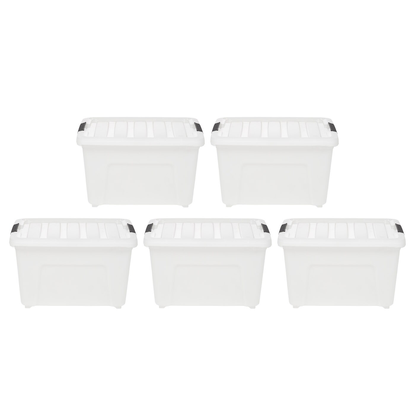 Iris USA 12 Quart Stackable Plastic Storage Bins with Lids and Latching Buckles, 4 Pack - Pearl, Containers with Lids and Latches, Durable Nestable