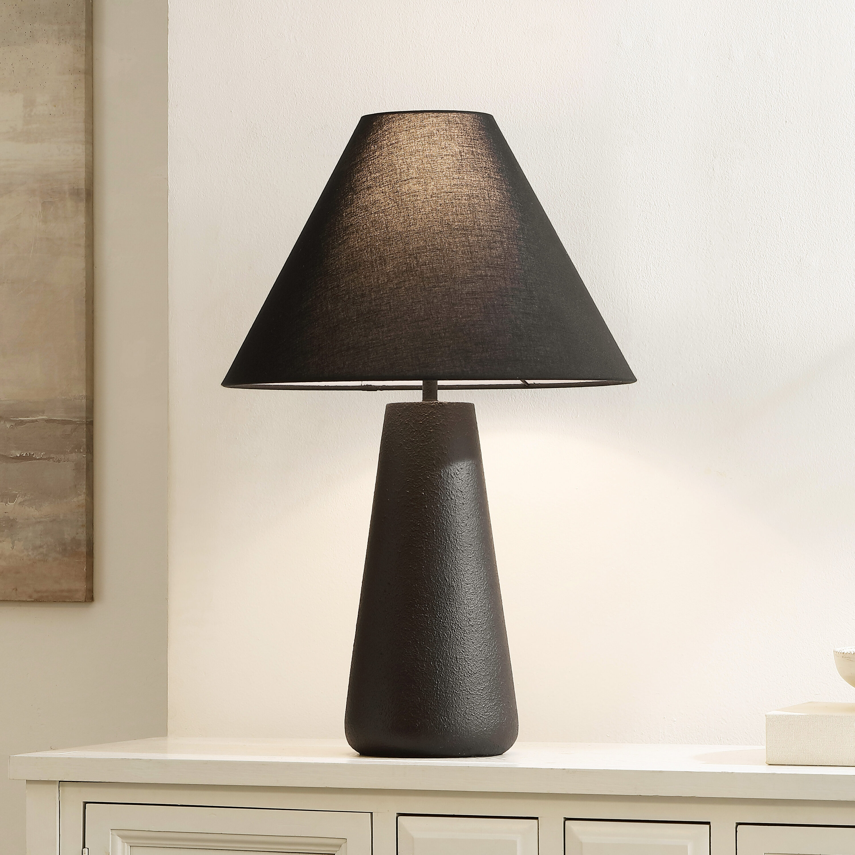 Safavieh TBL4594A Table Lamps 27-in Black LED Incandescent Rotary socket Table Lamp with Fabric Shade