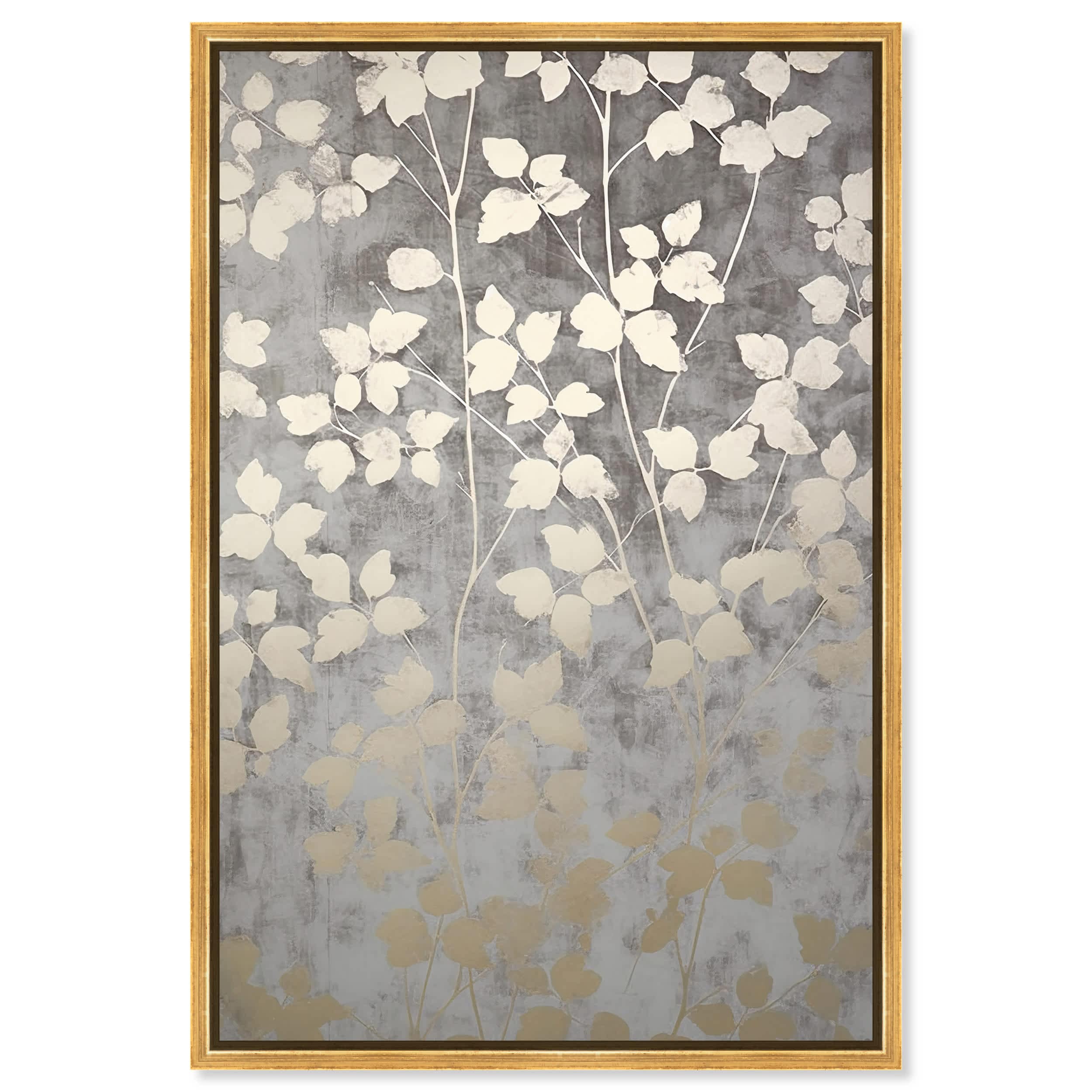 Art Remedy 005303600AHQS94 Silvery Gray Garden Canvas Print Floral by  Gold Frame 30 x 45