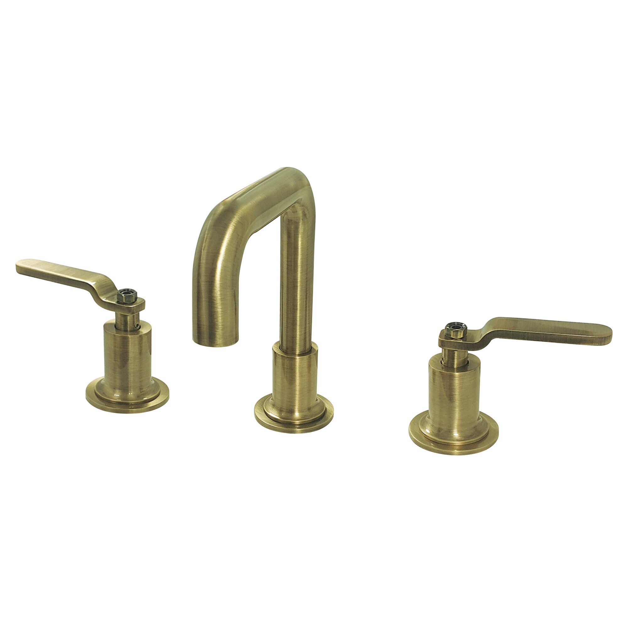 Kingston Brass WLKS142KLAB Whitaker Antique brass Widespread 2-handle Low-arc Residential Handle Bathroom Sink Faucet with Drain