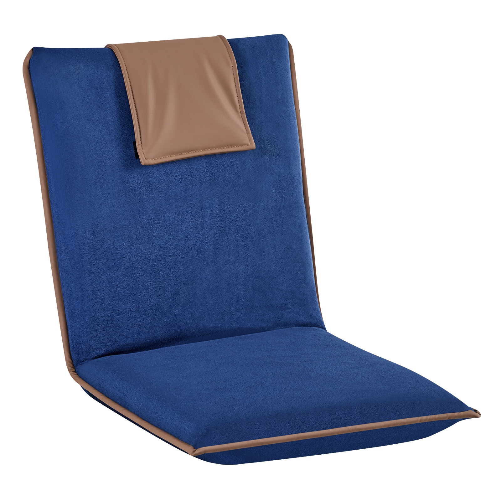 VEVOR Floor Chair 6 Adjustable Positions Folding Floor Gaming Chair with Back Support Easy to Carry Sturdy Metal Frame with Recycled Foam and Suede Fabric Surface for Reading Relaxing Dark Blue