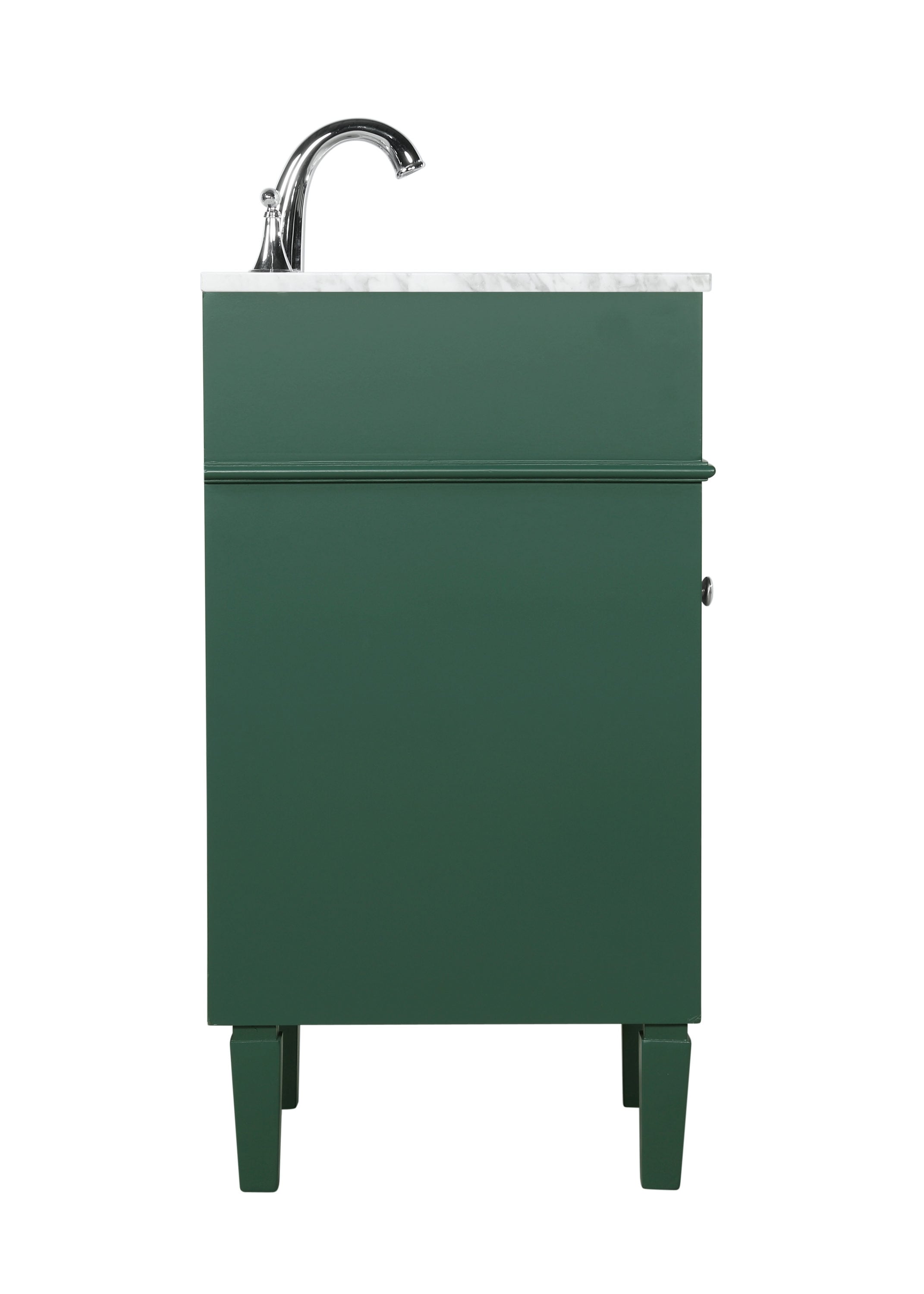 Green Single Sink Vanity with Carrara Marble Top, 18"
