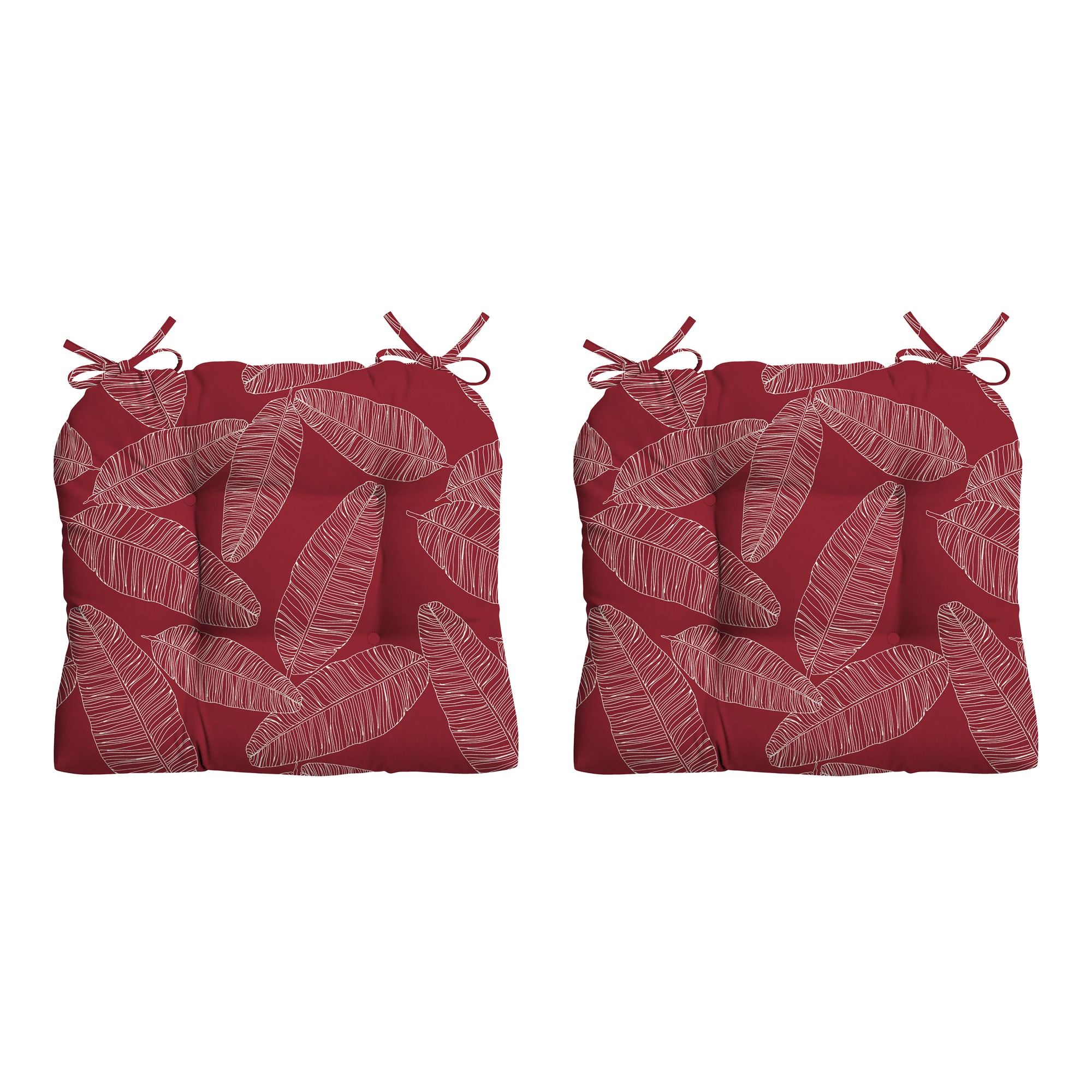 ARDEN ZQ1F530B-D9Z2 18-in x 20-in 2 -Piece Red Leaf Palm Patio chair cushion