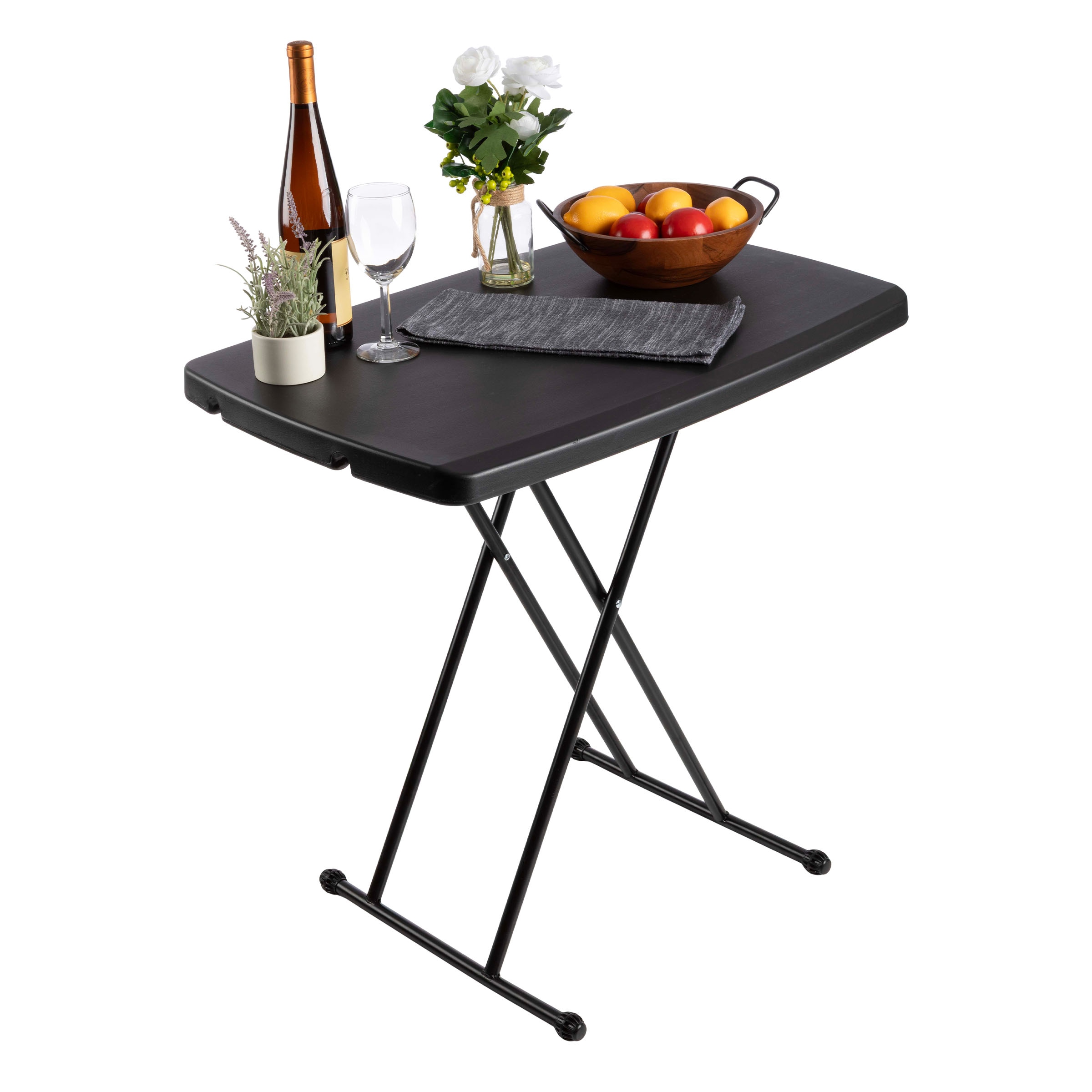 Hastings Home 1.66-ft x 2.5-ft Indoor or outdoor Rectangle Polyethylene Black Folding utility table 2 -Person