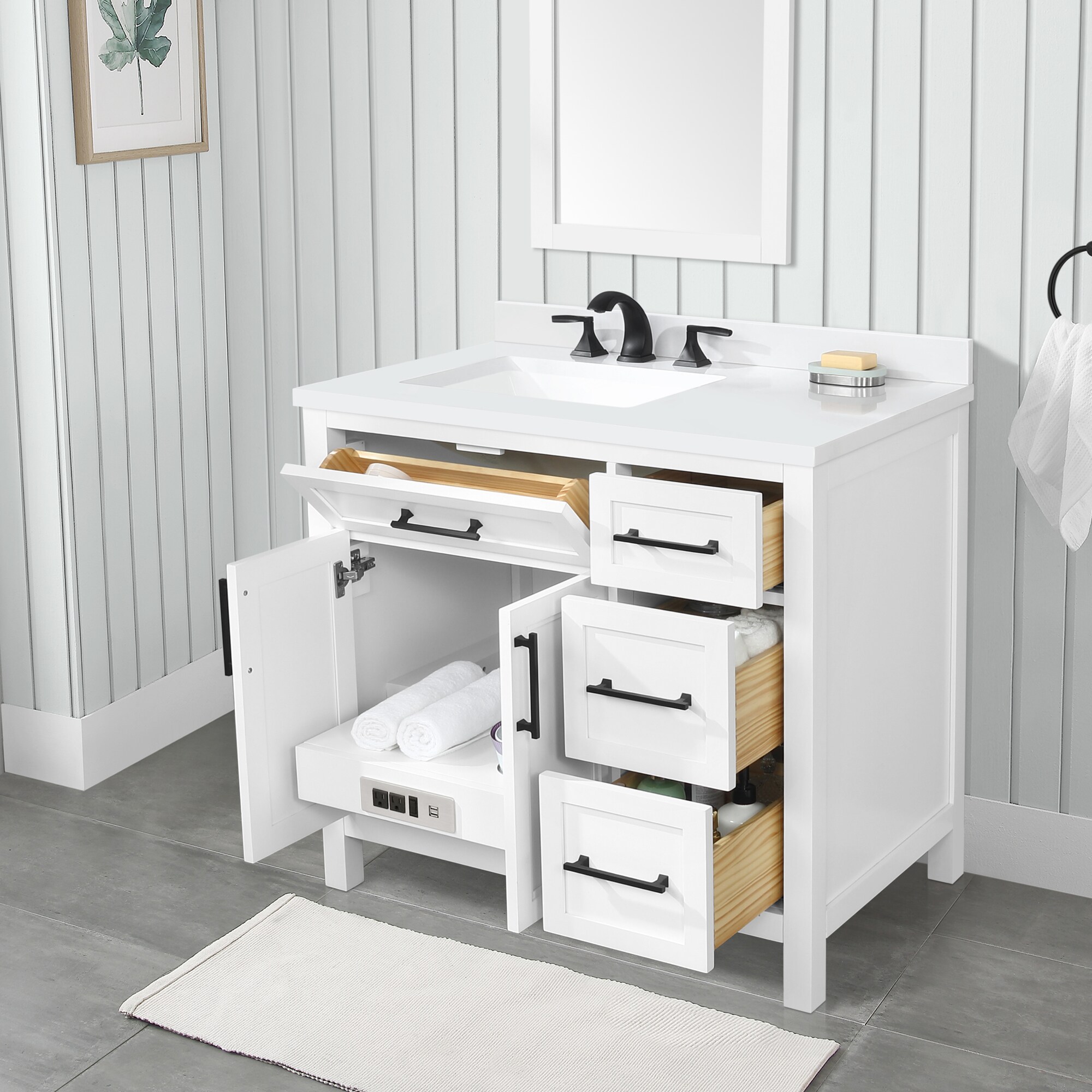 allen + roth Brinkhaven 36-in White Undermount Single Sink Bathroom ...