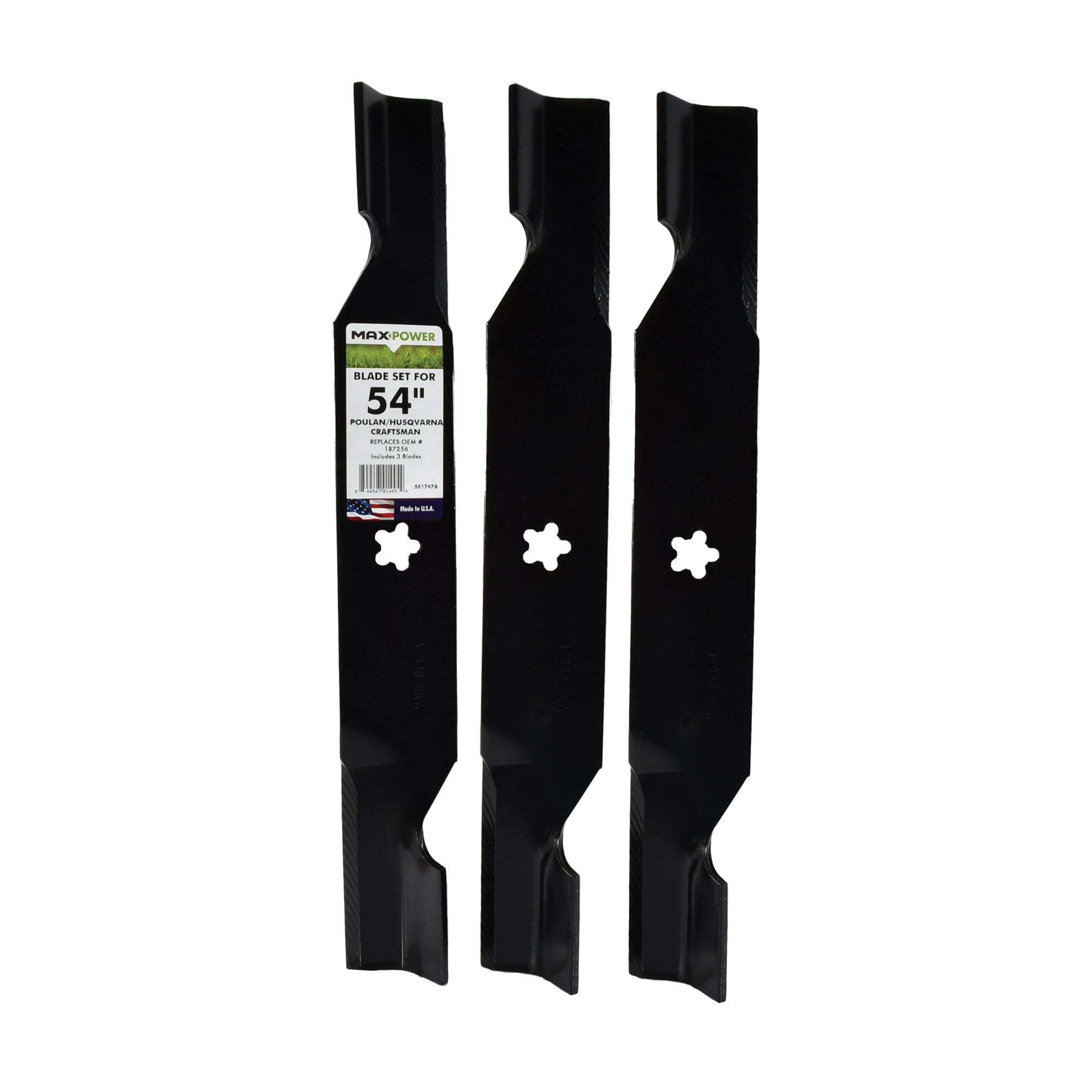 MaxPower 54 in Deck Standard Mower Blade for Riding Mower Tractors 3 Pack in the Lawn Mower Blades department at Lowes