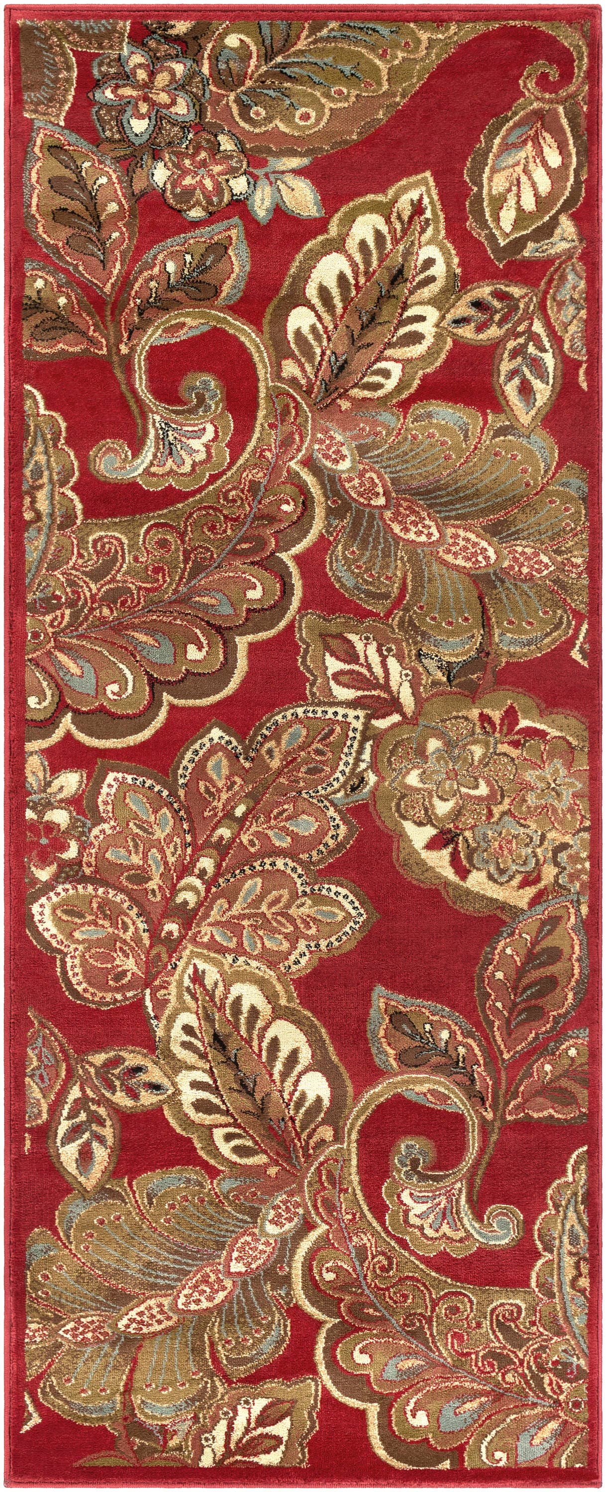 Livabliss RLY5020-38 Riley 3 x 8 (ft) Polypropylene Burgundy Rectangular Indoor Floral/Botanical Tropical Runner rug