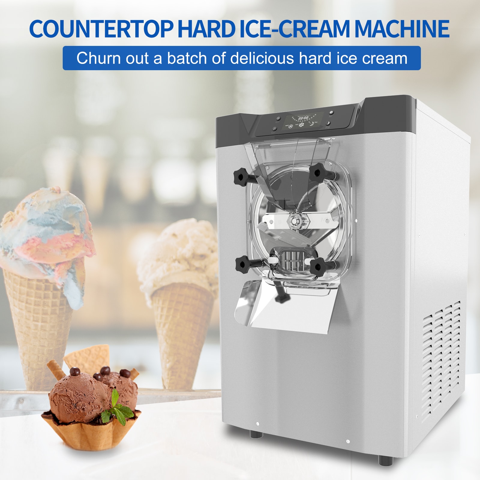 Cuisinart FULLY AUTOMATIC Soft Serve Ice Cream Maker with 3 Built-In  Condiment Holders and Built-In Cone Holder 