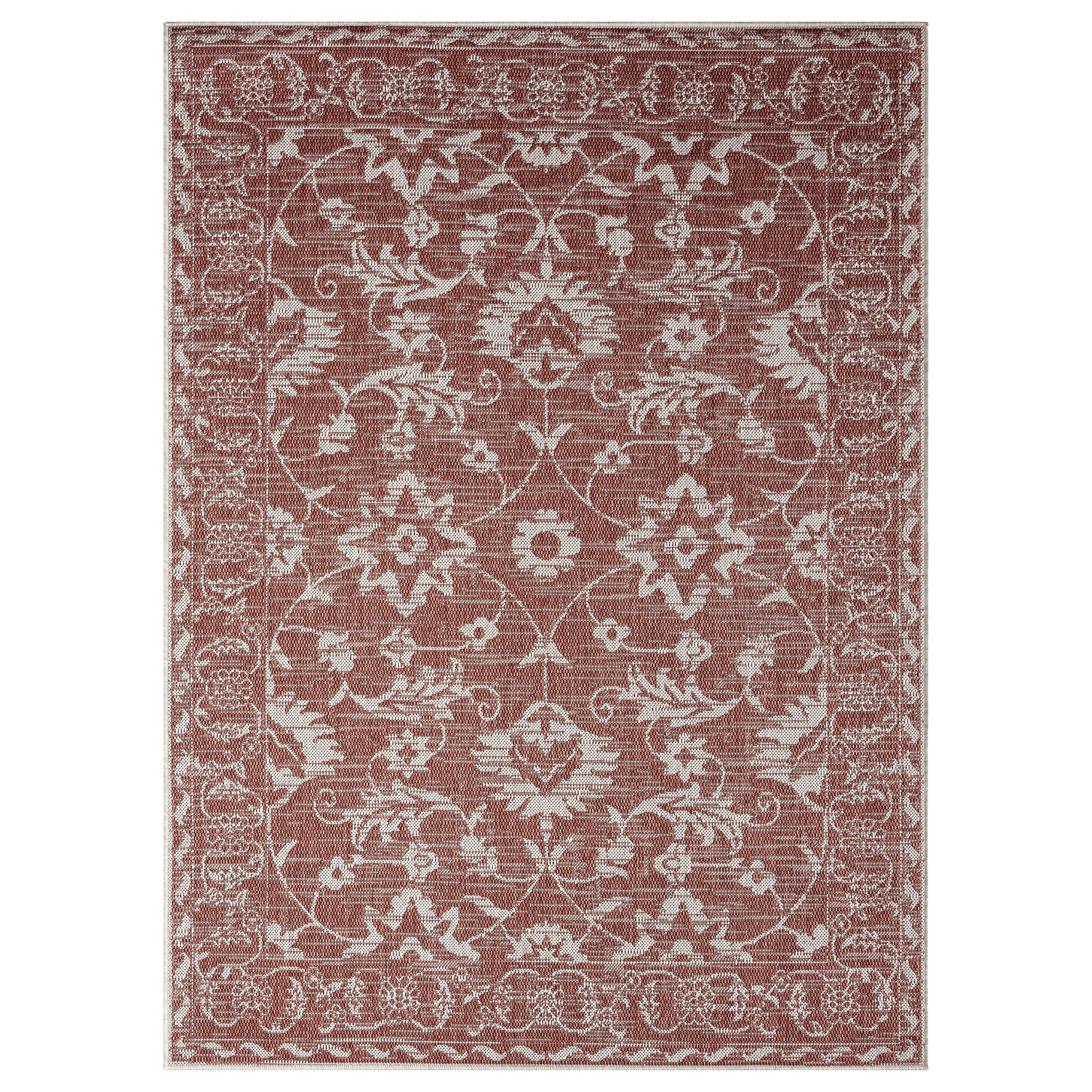 Nicole Miller 2-2770-209 5 x 7 (ft) Loomed Polypropylene Terracotta Rectangular Indoor/Outdoor Floral/Botanical Area rug