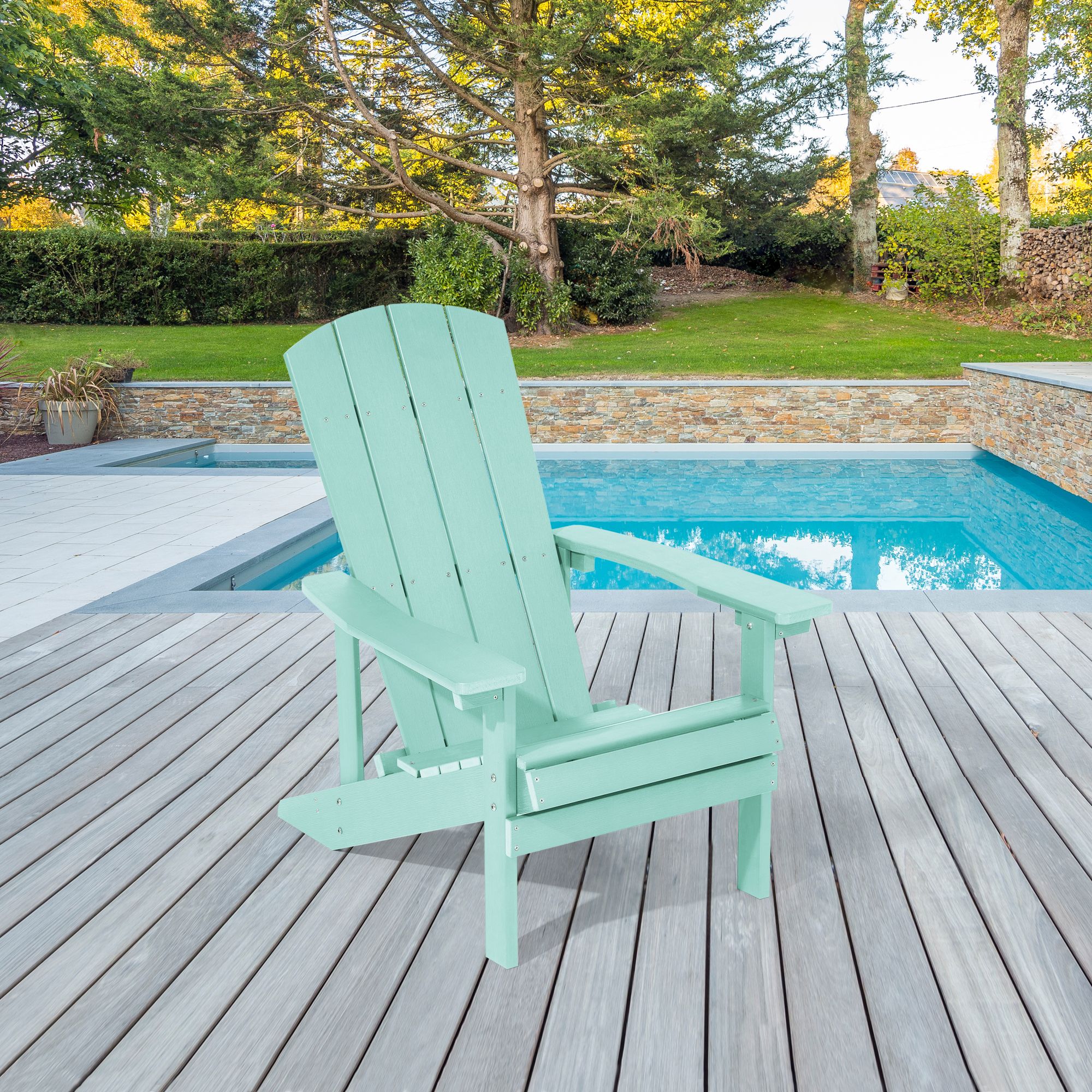 ACEGOSES LW-SM-B11-LG Adirondack Chair Apple Green Stationary Adirondack Chair with Slat Seat