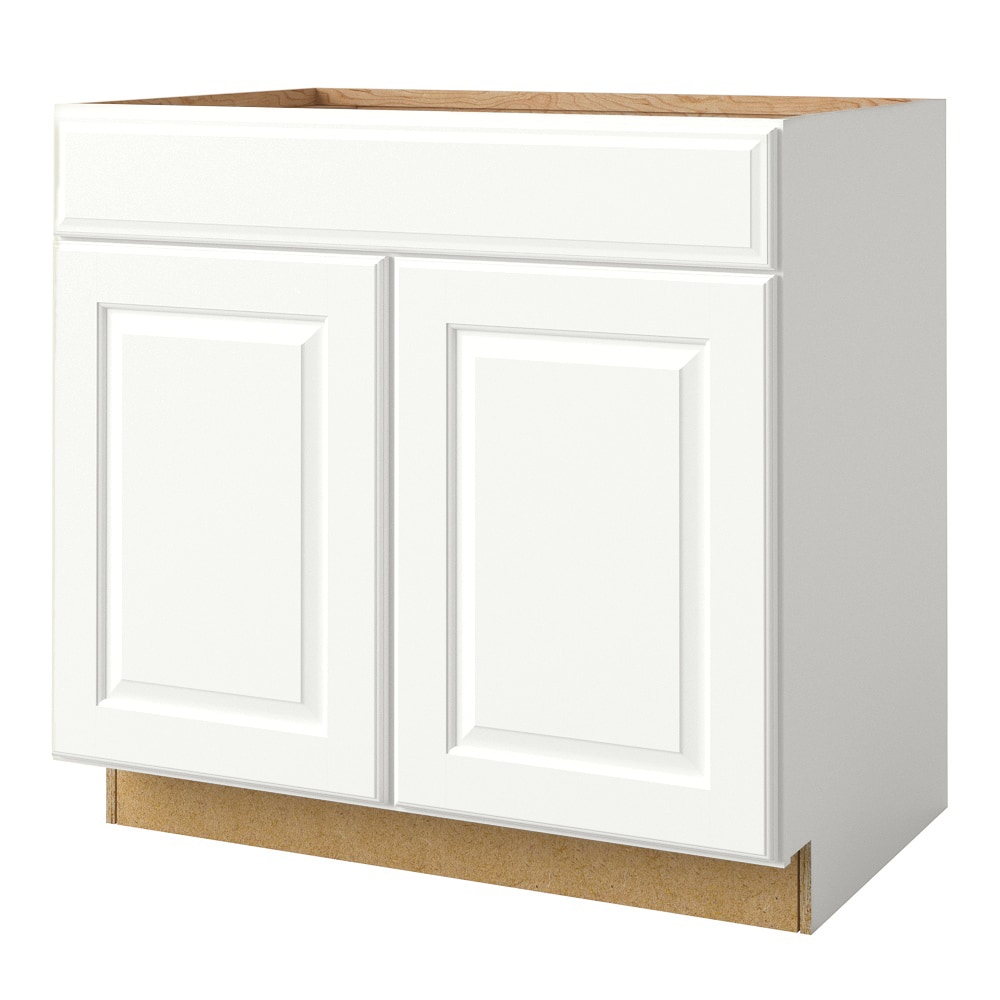 Tilson 36-in W x 34.5-in H x 24-in D Linen 1-Drawer Base Fully Assembled Cabinet (Raised Panel Square Style) in White | - allen + roth 20807TS