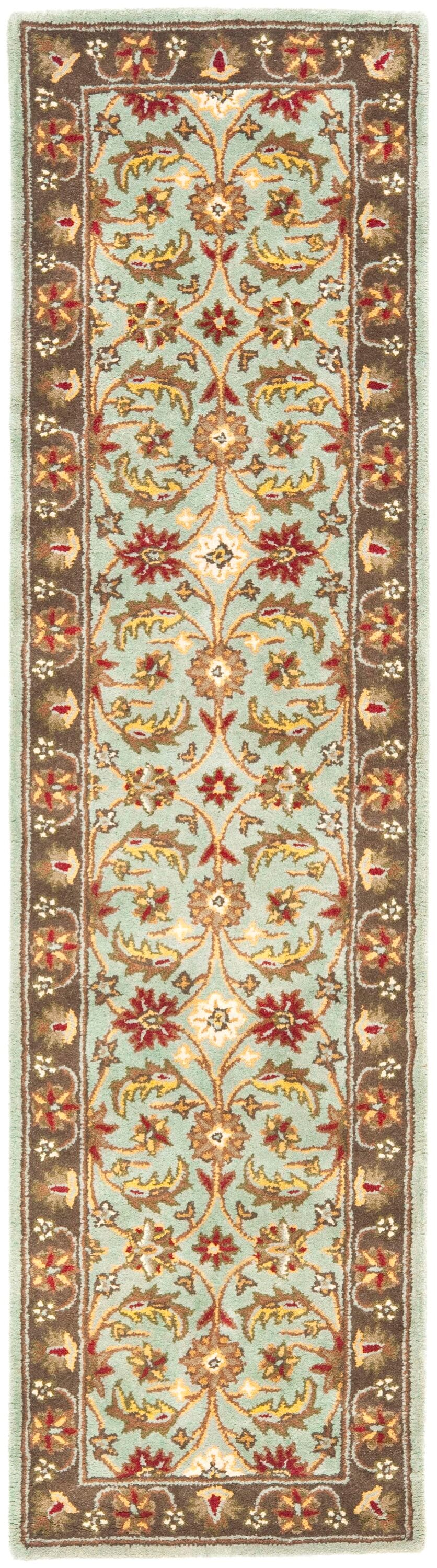 Blue and Brown Handmade Wool Runner Rug, 2'3" x 8'