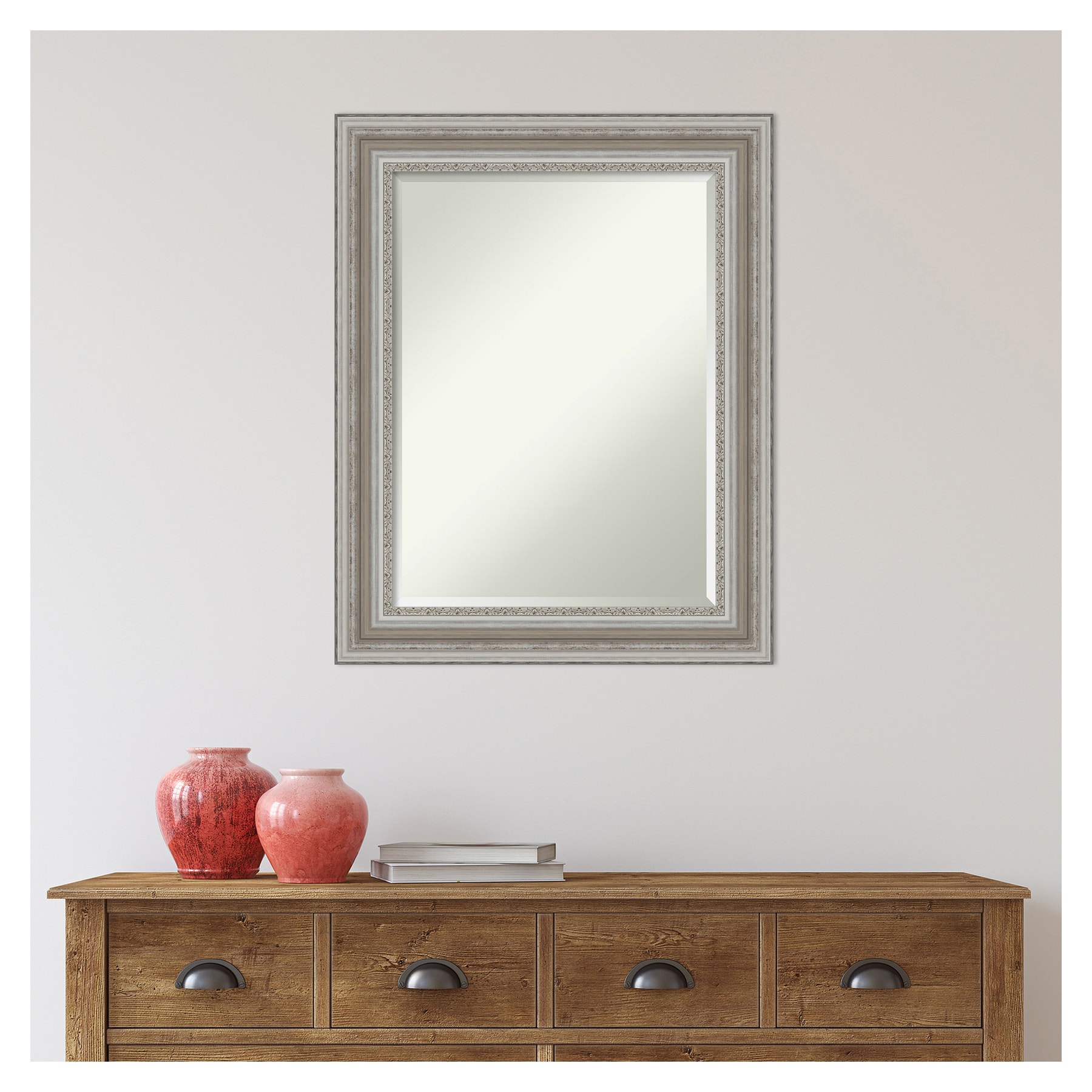 Parlor Silver Rectangular Beveled Bathroom Vanity Mirror