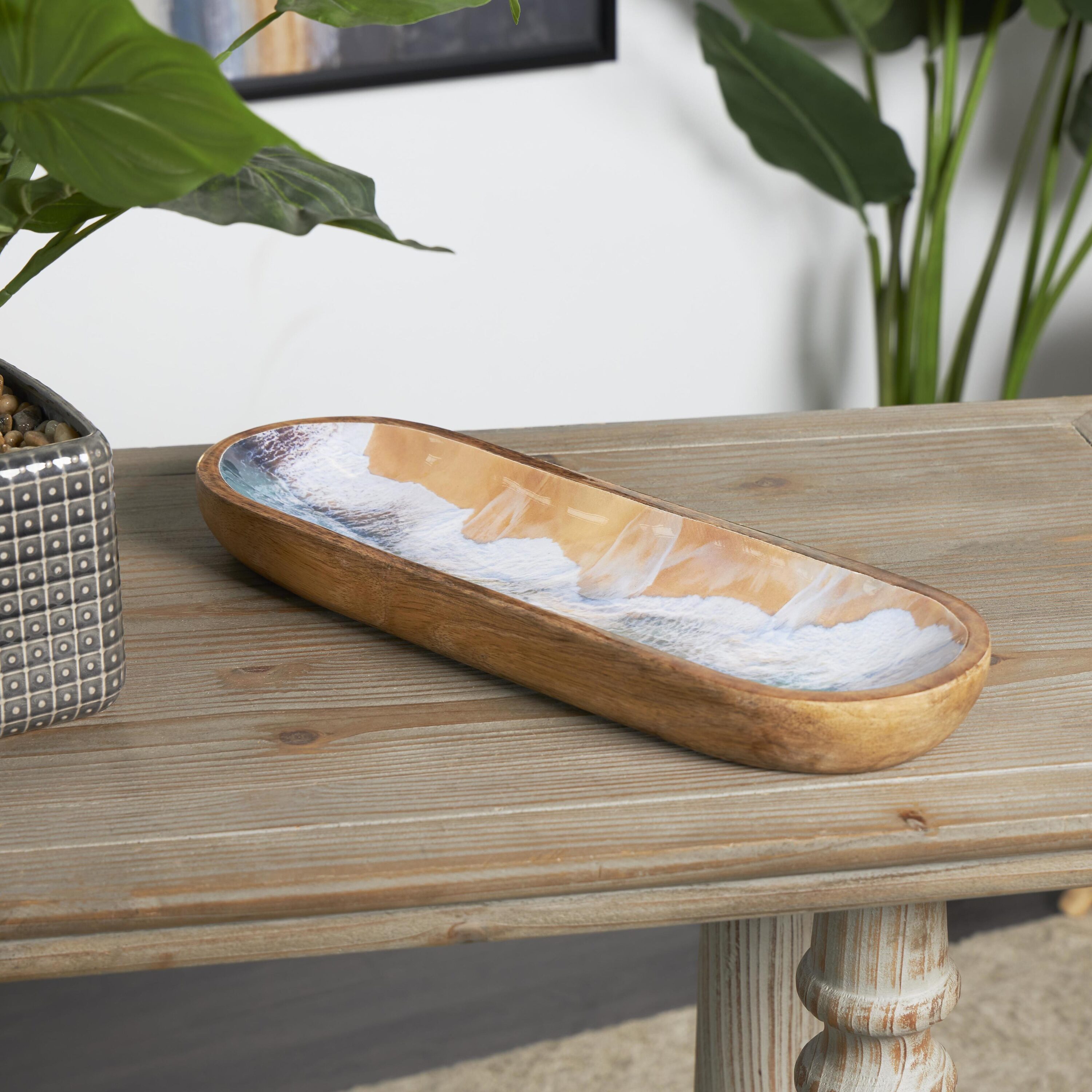 Grayson Lane 820042 Brown Wood Coastal Decorative tray