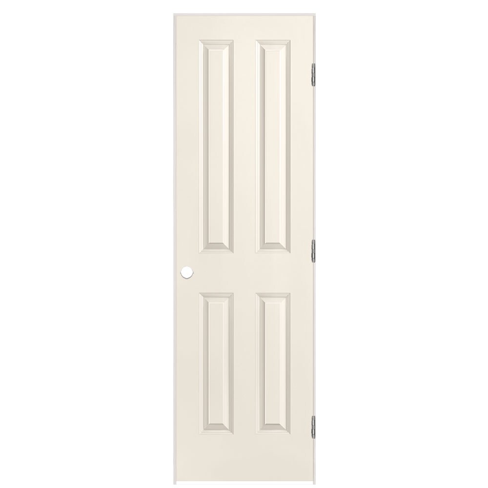 Masonite Traditional 24-in x 80-in Moonglow 4 Panel Square Hollow Core Prefinished Molded Composite Left Hand Single Prehung Interior Door in White -  1316284