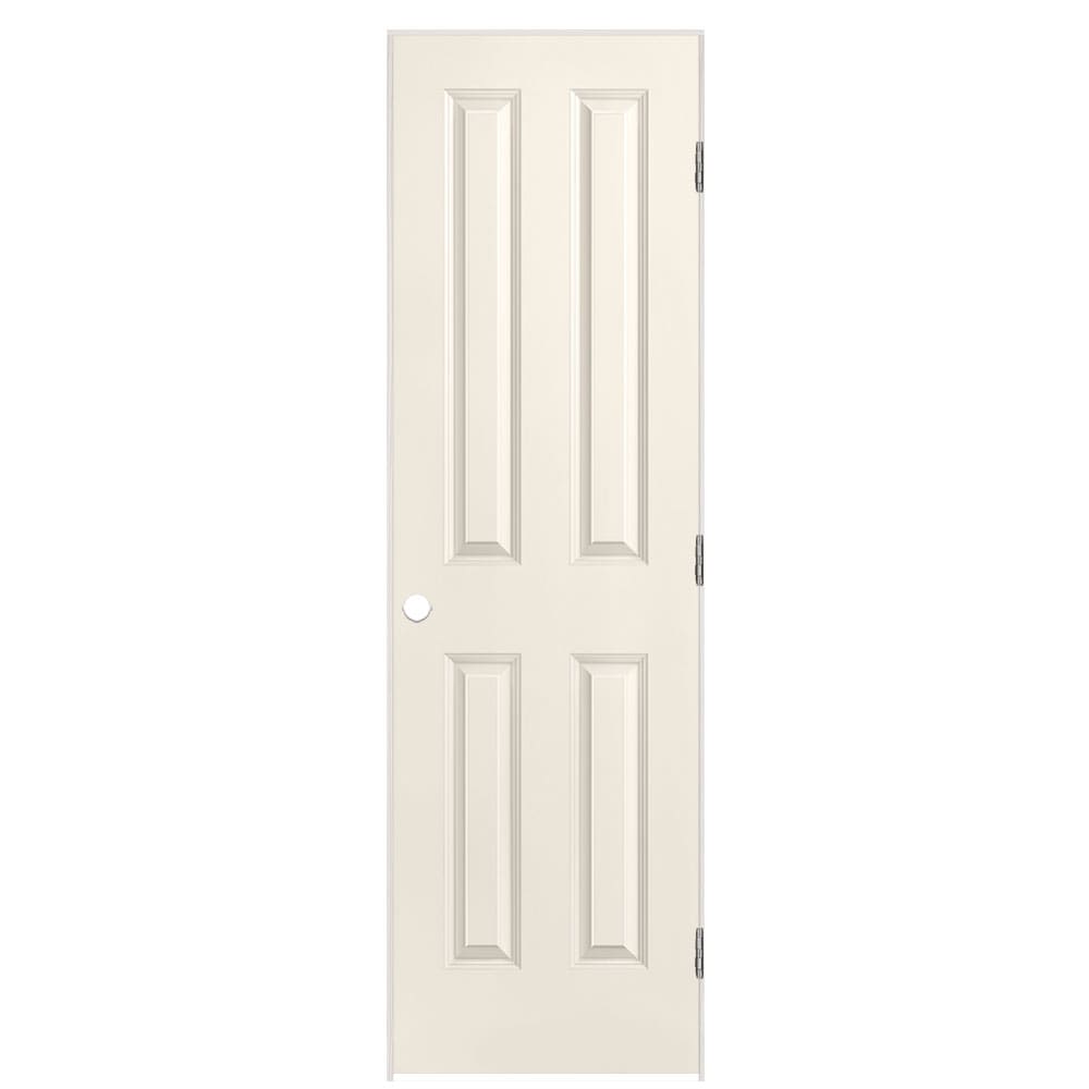 Masonite 1316479 24-in x 80-in Moonglow Solid core 4 panel square Left hand Smooth Prefinished Molded composite Flat Jamb Single Prehung Interior Door
