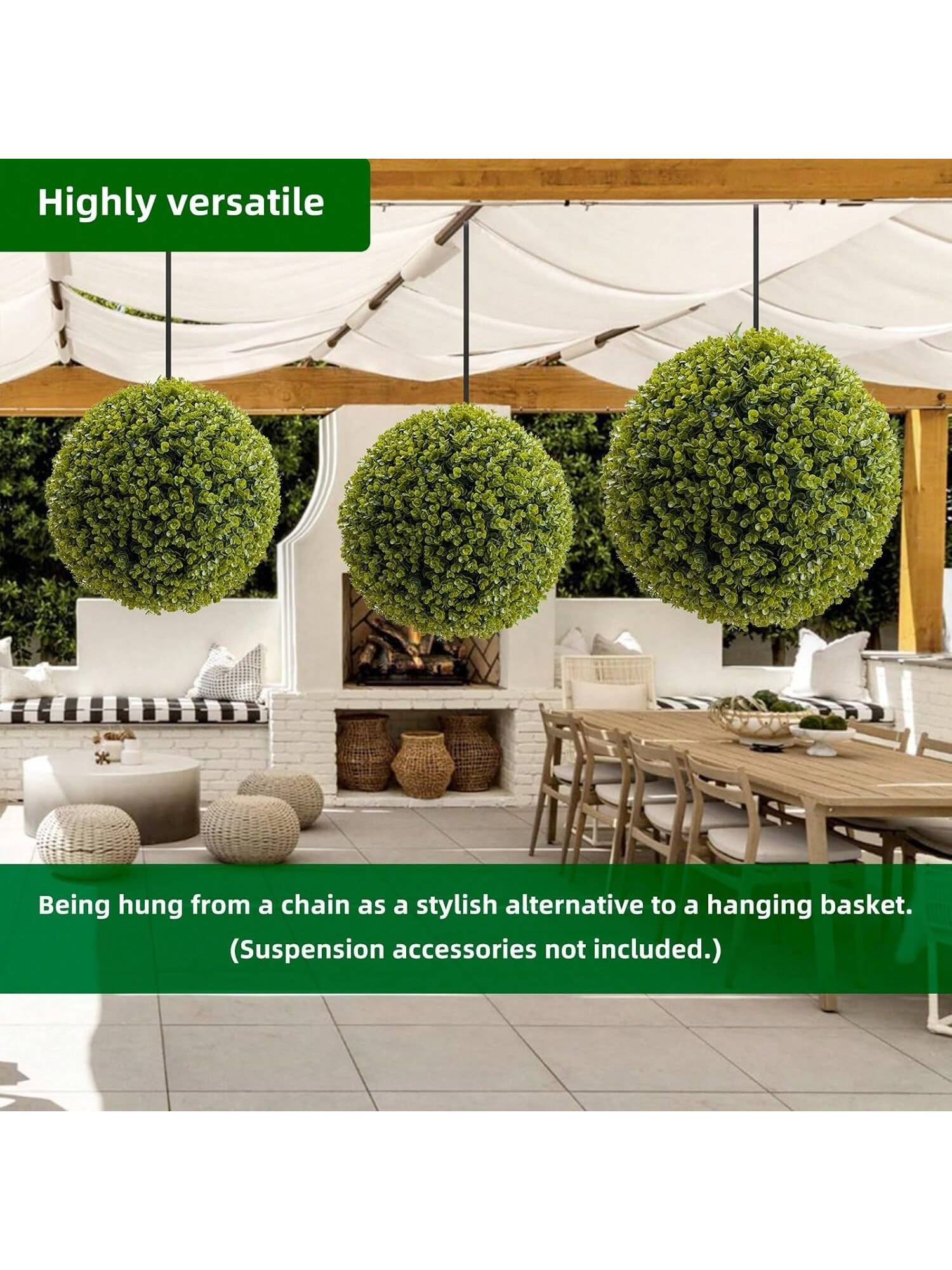 WhizMax GGL-PHO-348PDHGX 17in Artificial Eucalyptus Topiary Balls 2PCS  Topiary Ball Garden Spheres Decorative Balls for Outdoor Patio Garden and Indoor  Wedding Decoration 44cm