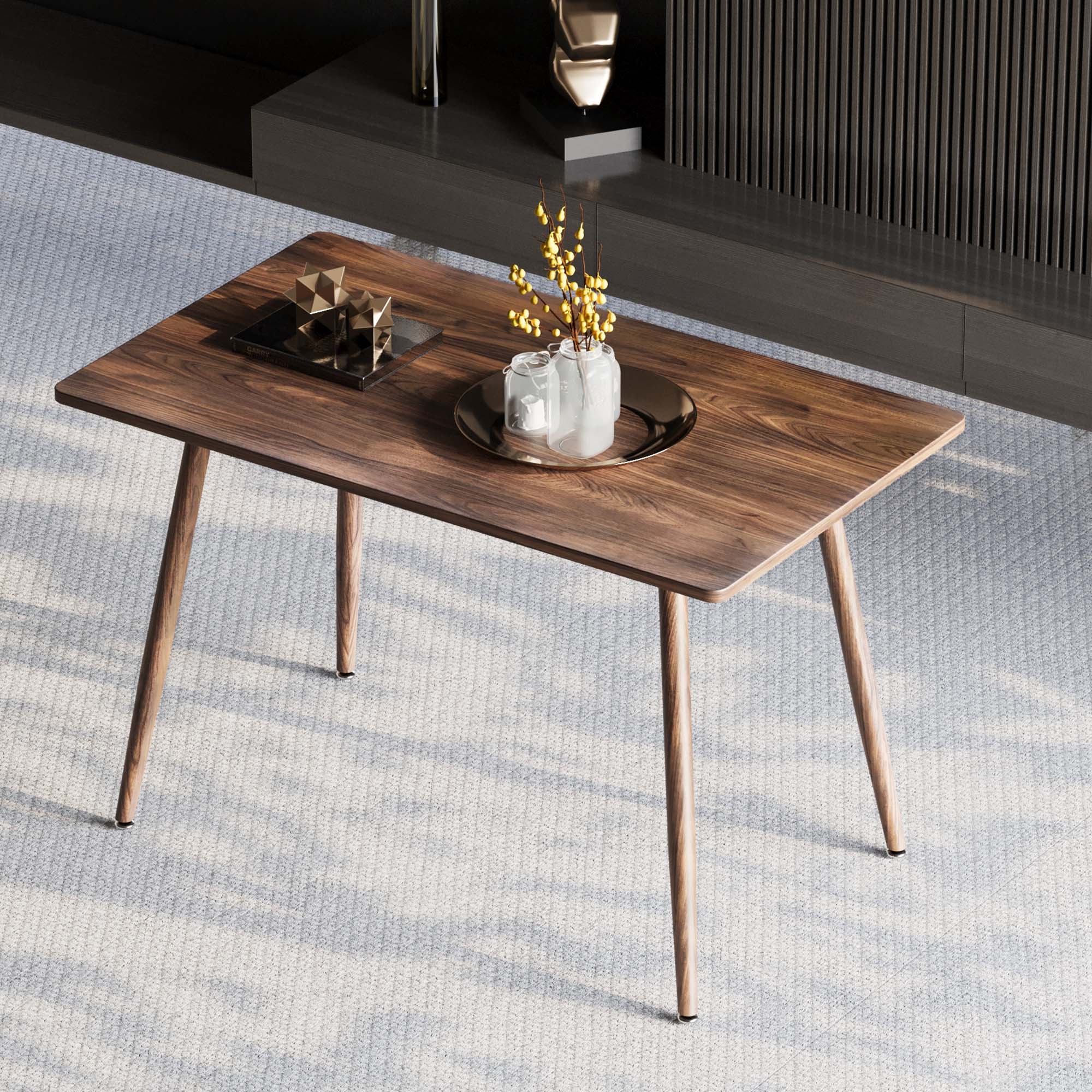 Sunrinx MG11-DT-08 Walnut Farmhouse Dining Table, MDF with Brown Composite 47.2-in L x 29.5-in H