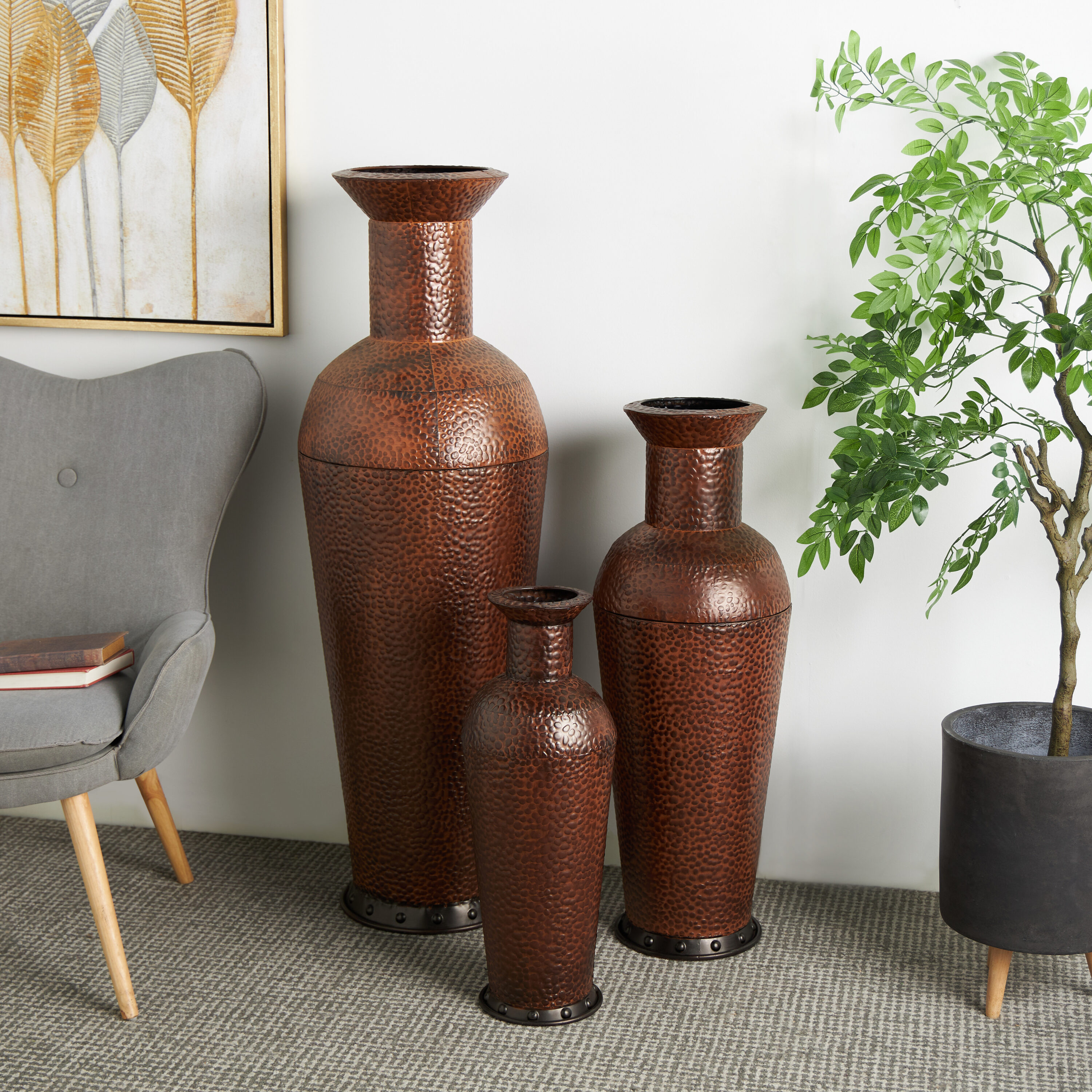 Grayson Lane 90379 3 -Pack Brown Iron Country Vase