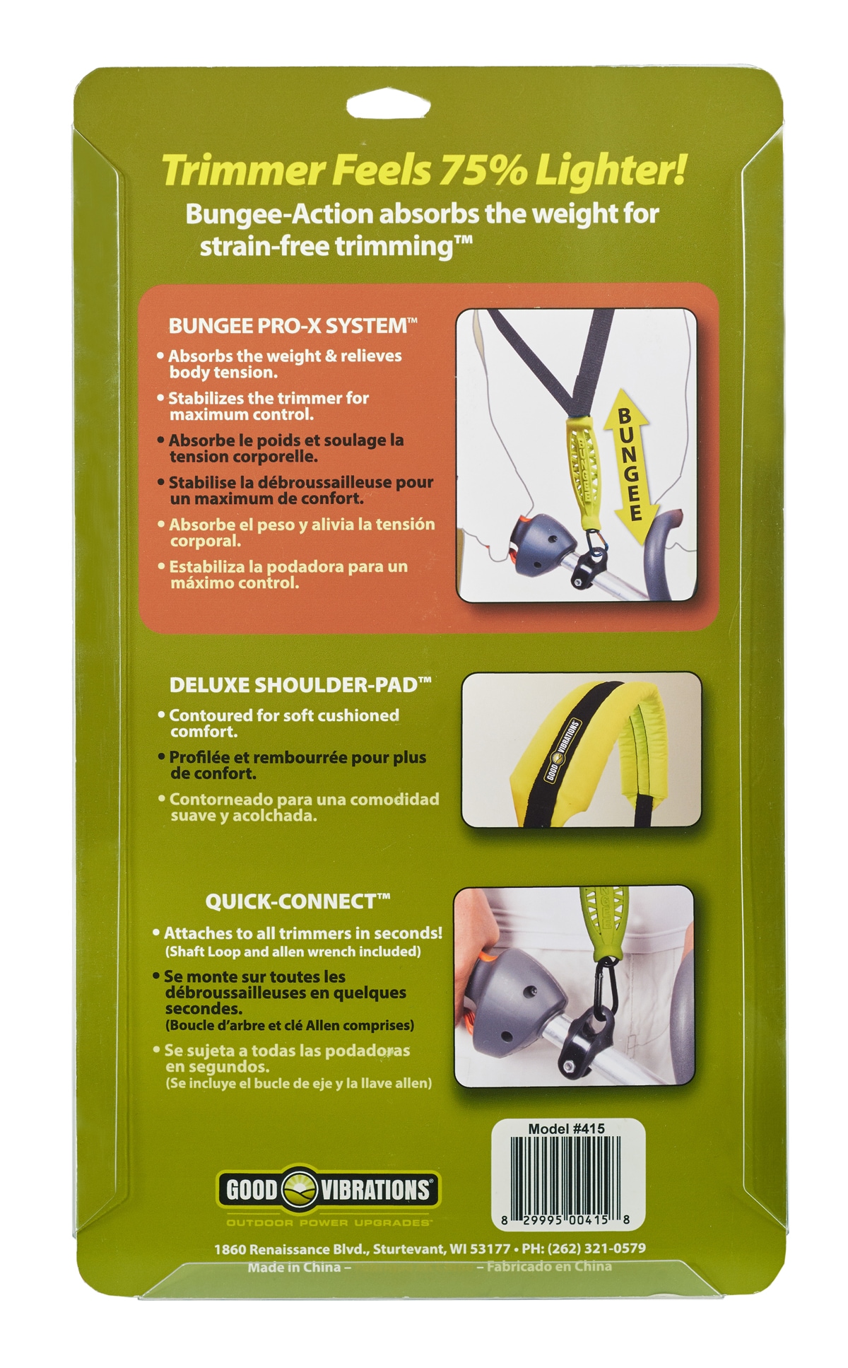GOOD VIBRATIONS Trimmer Shoulder Strap with Bungee Action and Soft 