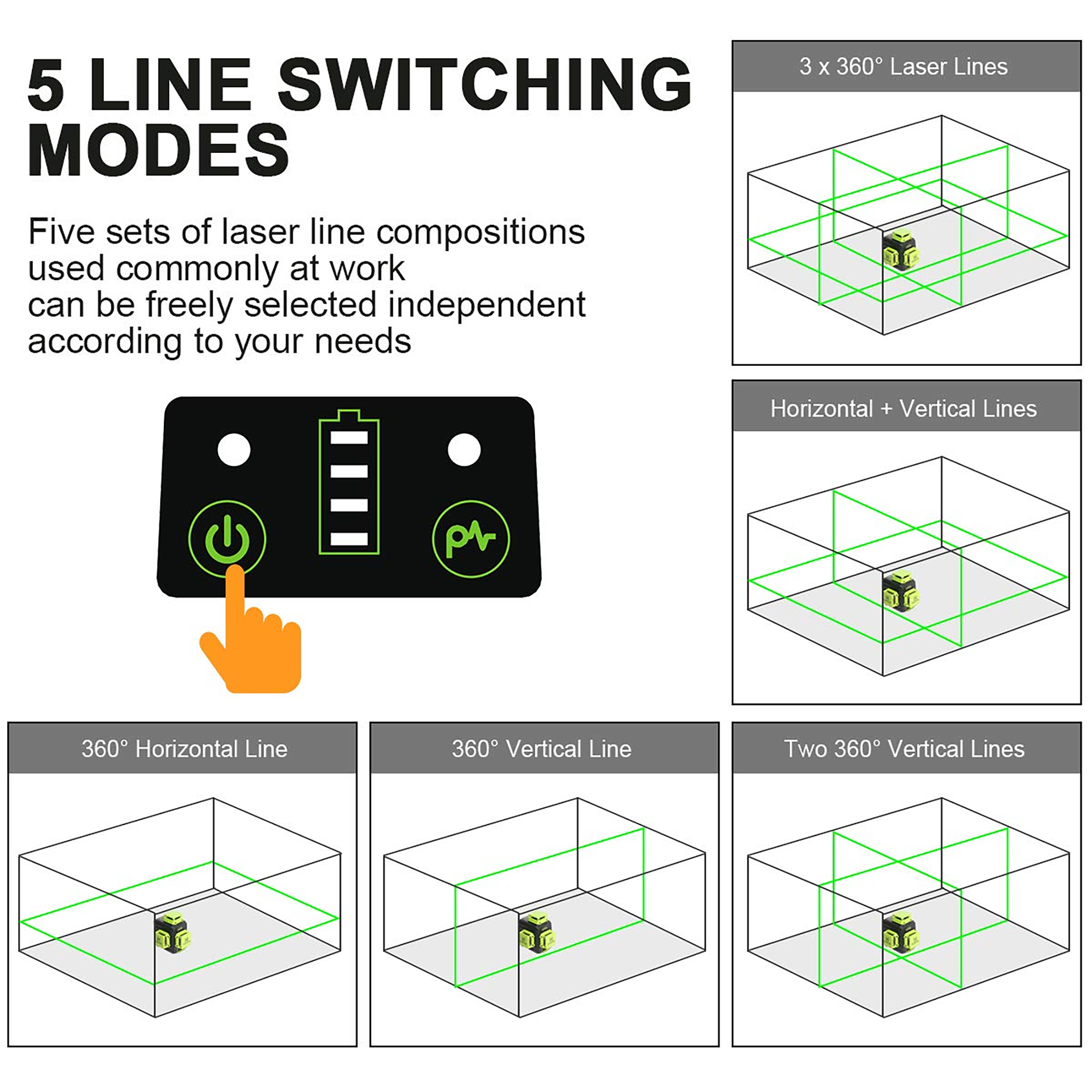 Huepar 200-ft Green Self-Leveling Cross-line Laser Level B03CG Sansujyuku sansujyuku.com