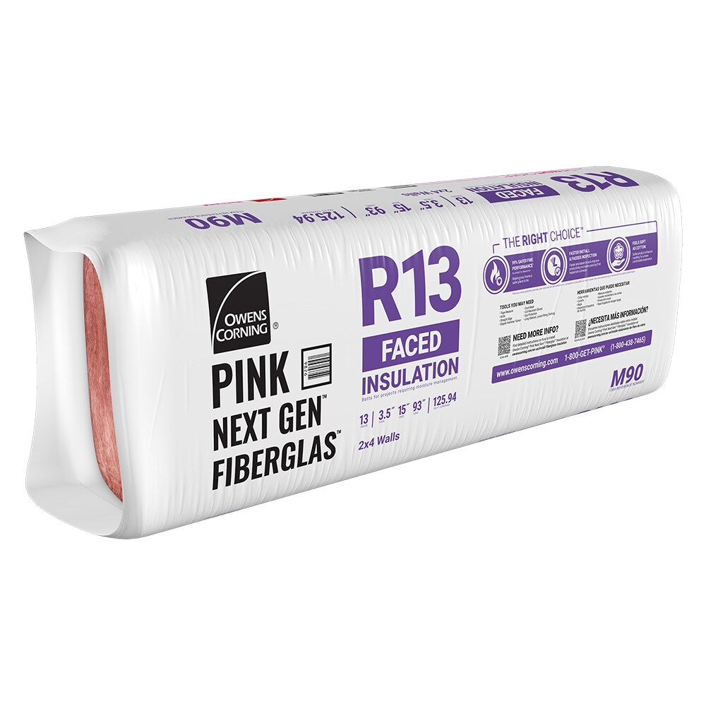 Owens Corning RF10 EcoTouch R13 Fiberglass Insulation, Pink