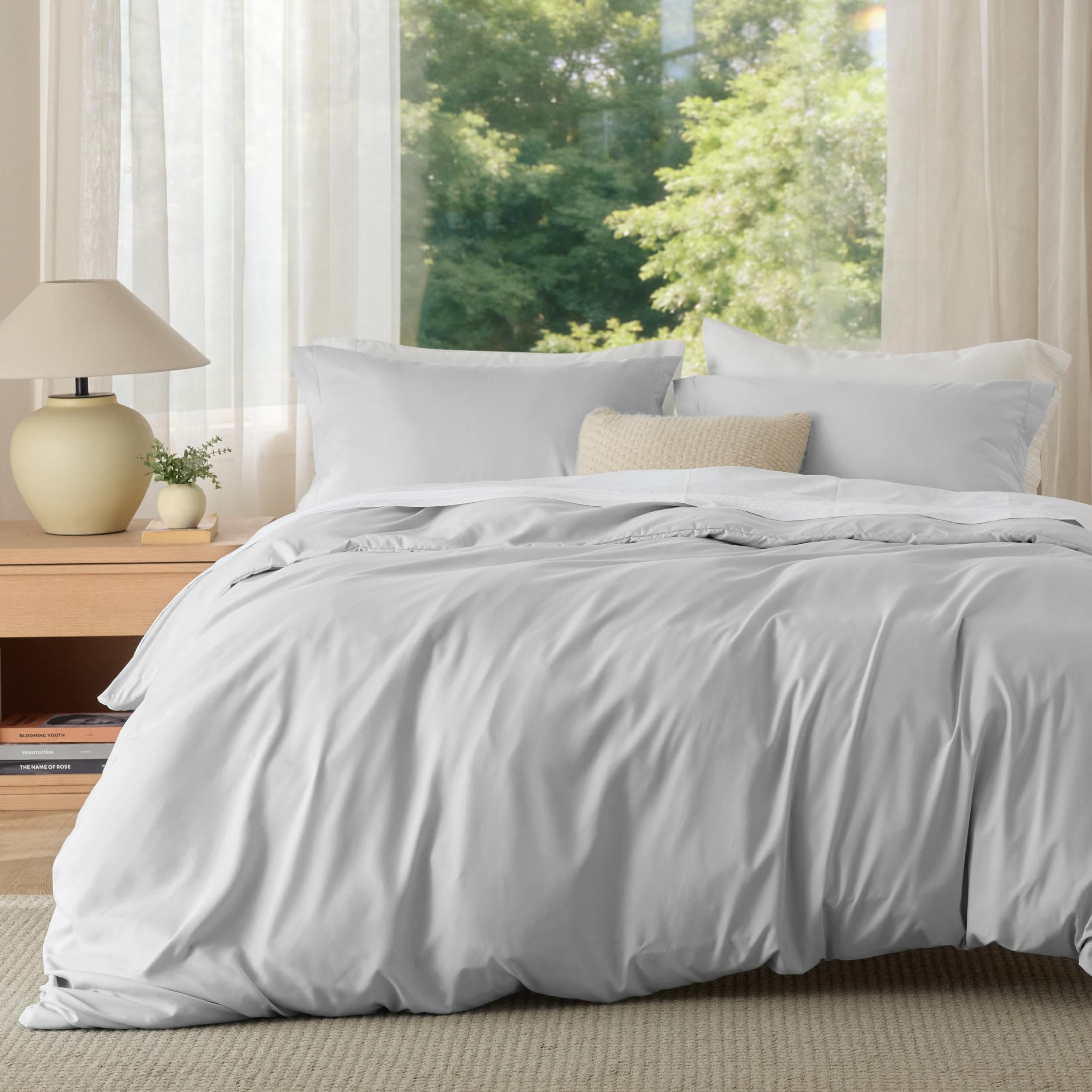 Bedsure 80x90 Full 3-Piece Grey Duvet Cover Set