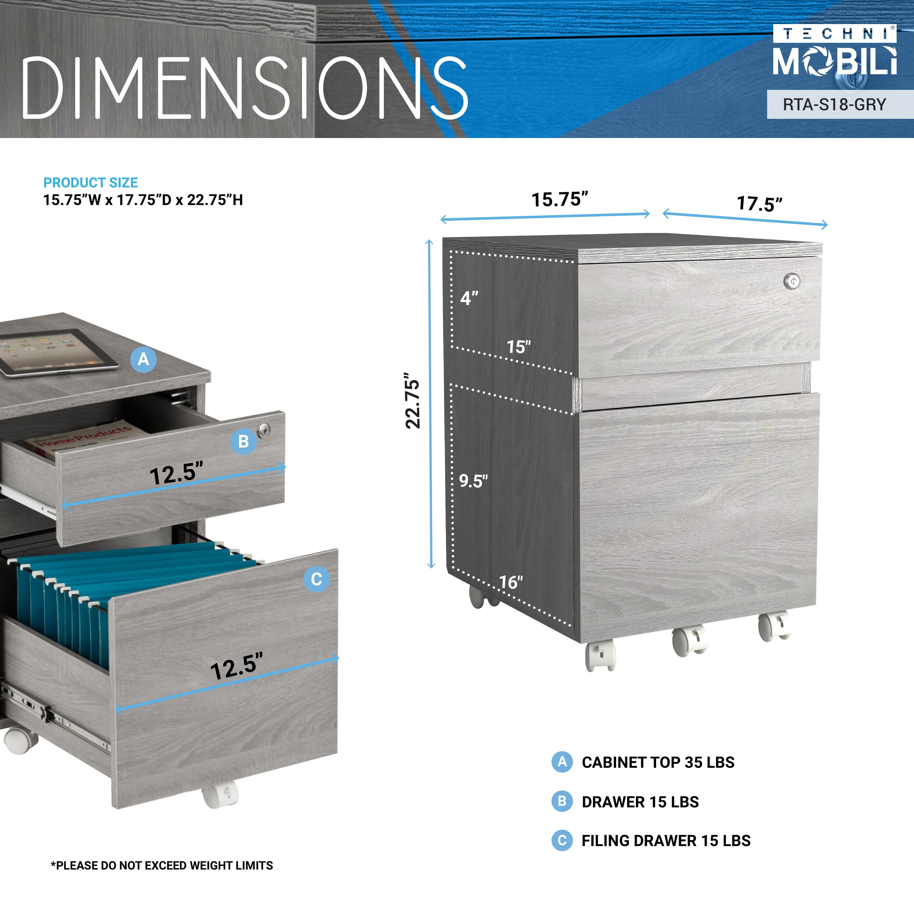 LOVMOR SF-Y-RTA-S18-GRY Filing-Cabinets - View #3