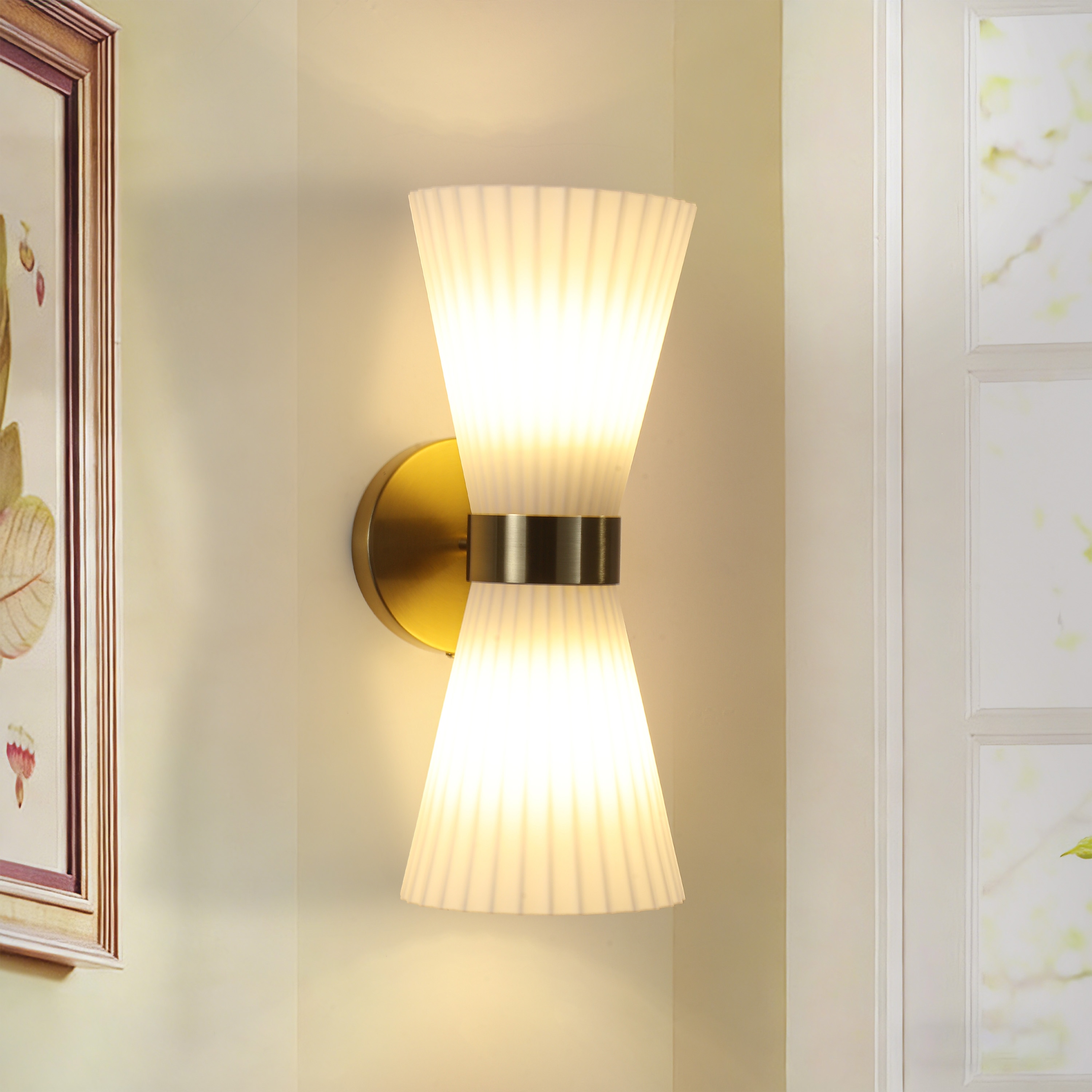 GZJunYo 2-Pack 5.9-in W 2-Light Gold French country/cottage Cone Wall Sconce