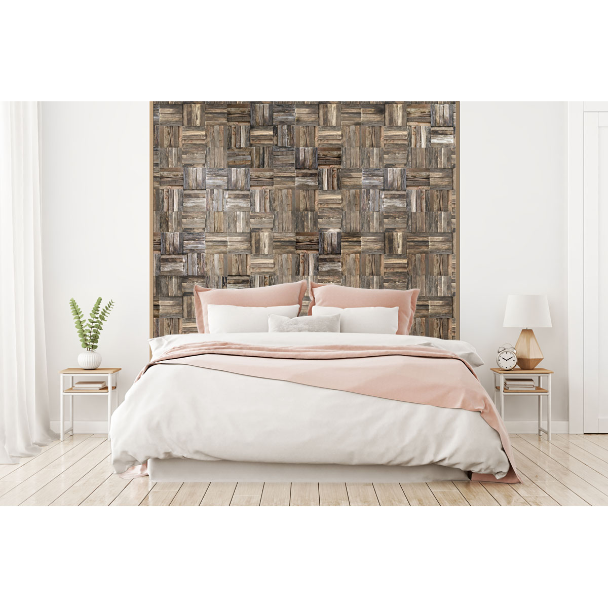 Natural Reclaimed Boat Wood Mosaic Wall Tile