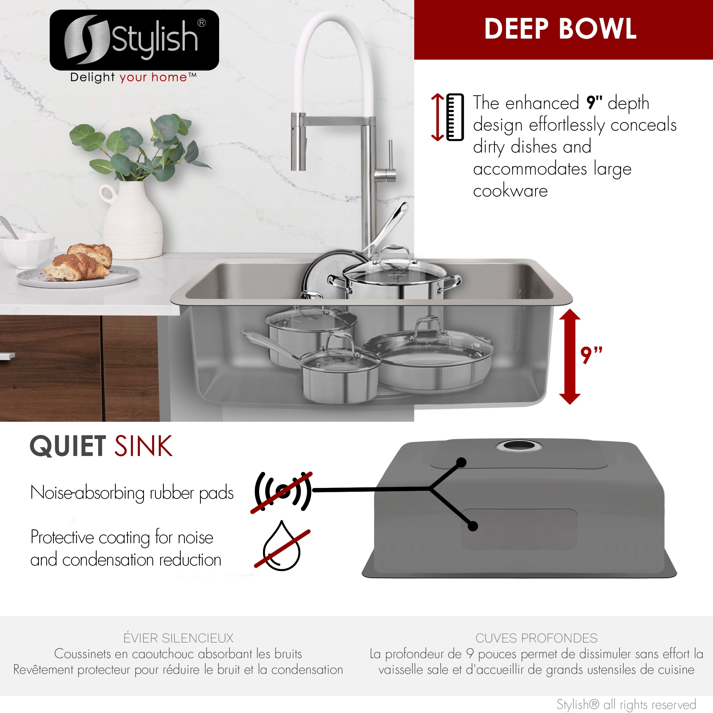 Stylish S-411TG1 Kitchen-Sinks - View #8