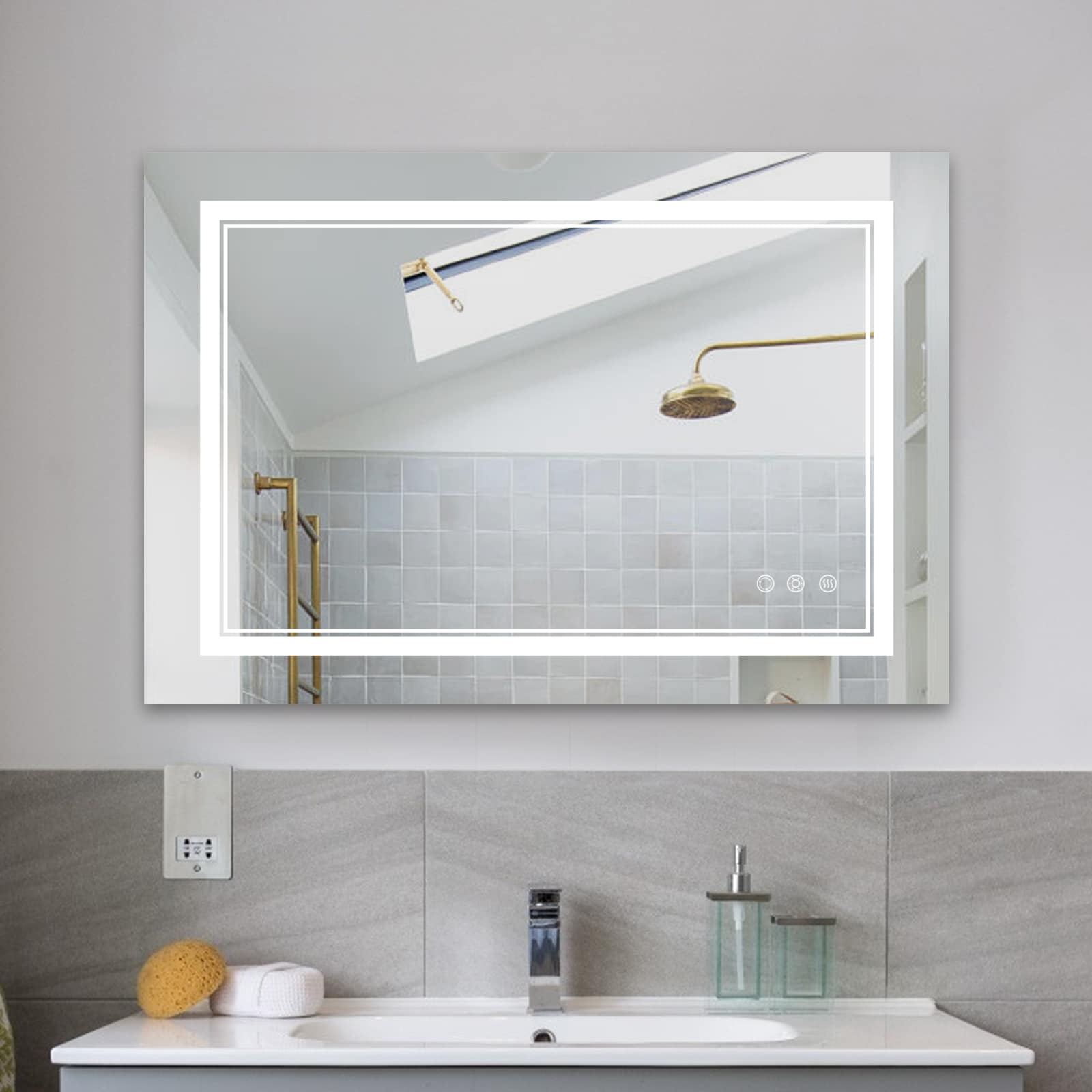 Maxax MXML01-106 VM 24-in x 40-in Polished Frameless Rectangle Dimmable LED Lighted Fog Free Bathroom Vanity Mirror ( Matte Chrome )