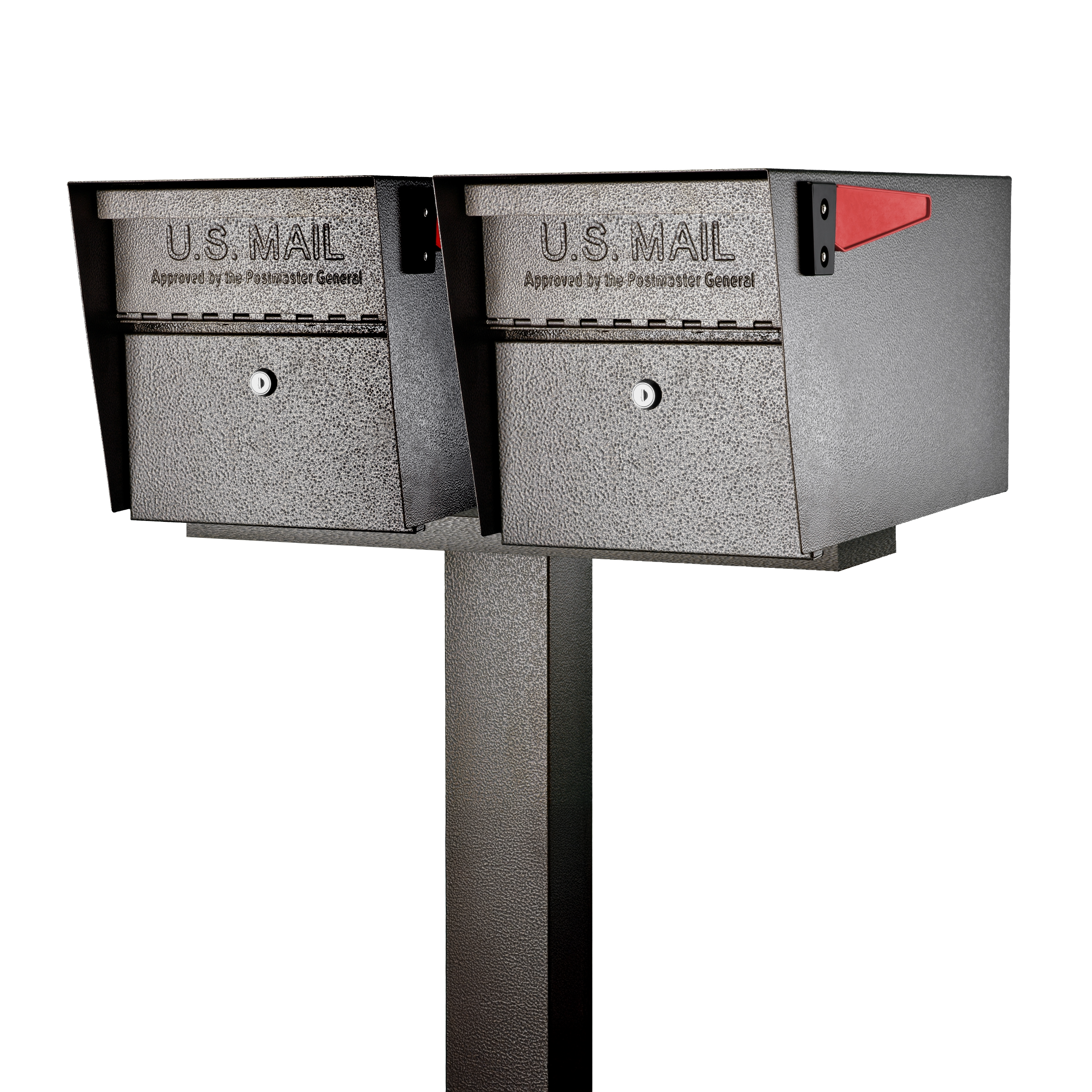 Mail Boss Mail Manager X2 In-Ground Combo Kit Locking Metal Standard Mailbox Bronze with Post #7508-X2-BRZ-IG
