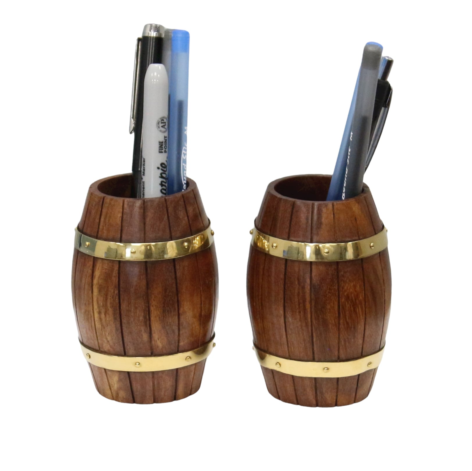 Vintiquewise QI004393.2 Wood 1 Compartment Pen Holder, Pack of 1, Brown