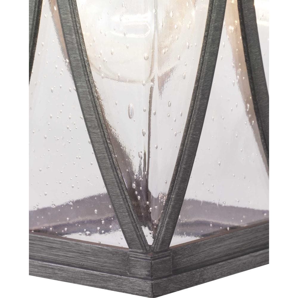 Antique Pewter Outdoor Lantern with Clear Seeded Glass Shade