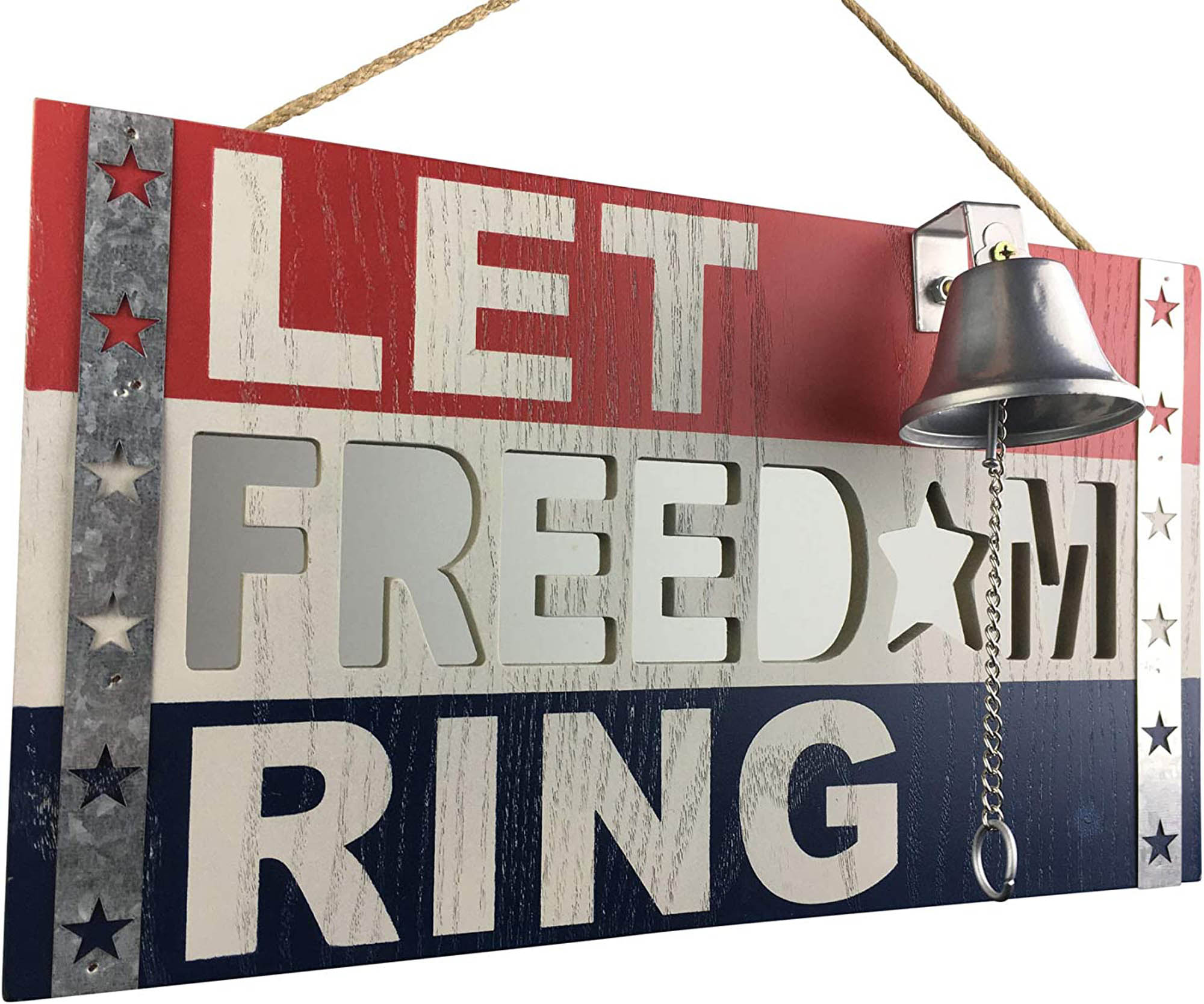 Offex OFX-508187-MI Let Freedom Ring Bell sign 8-1/2-in x 2-3/4-in Wood Information Display Sign