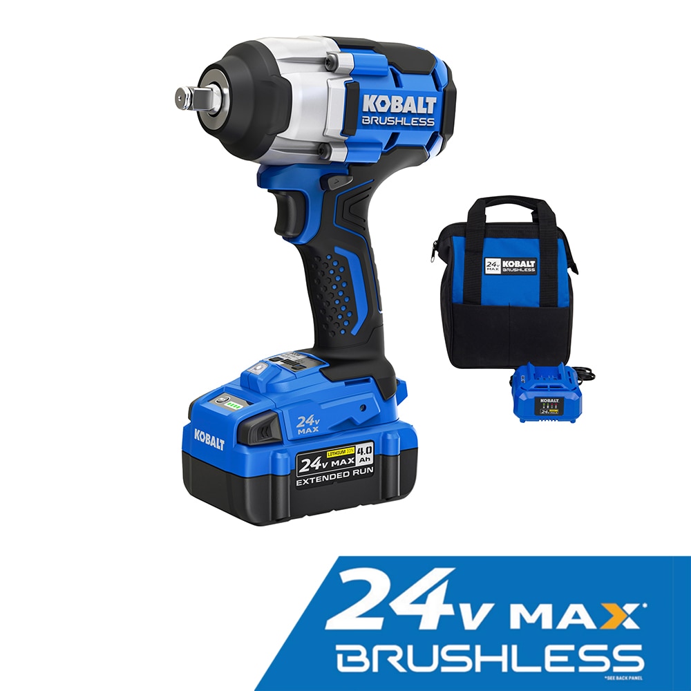 Next-Gen 24-volt Max Variable Speed Brushless 1/2-in Drive Cordless Impact Wrench (Battery Included) in Blue | - Kobalt KIW 4024A-03