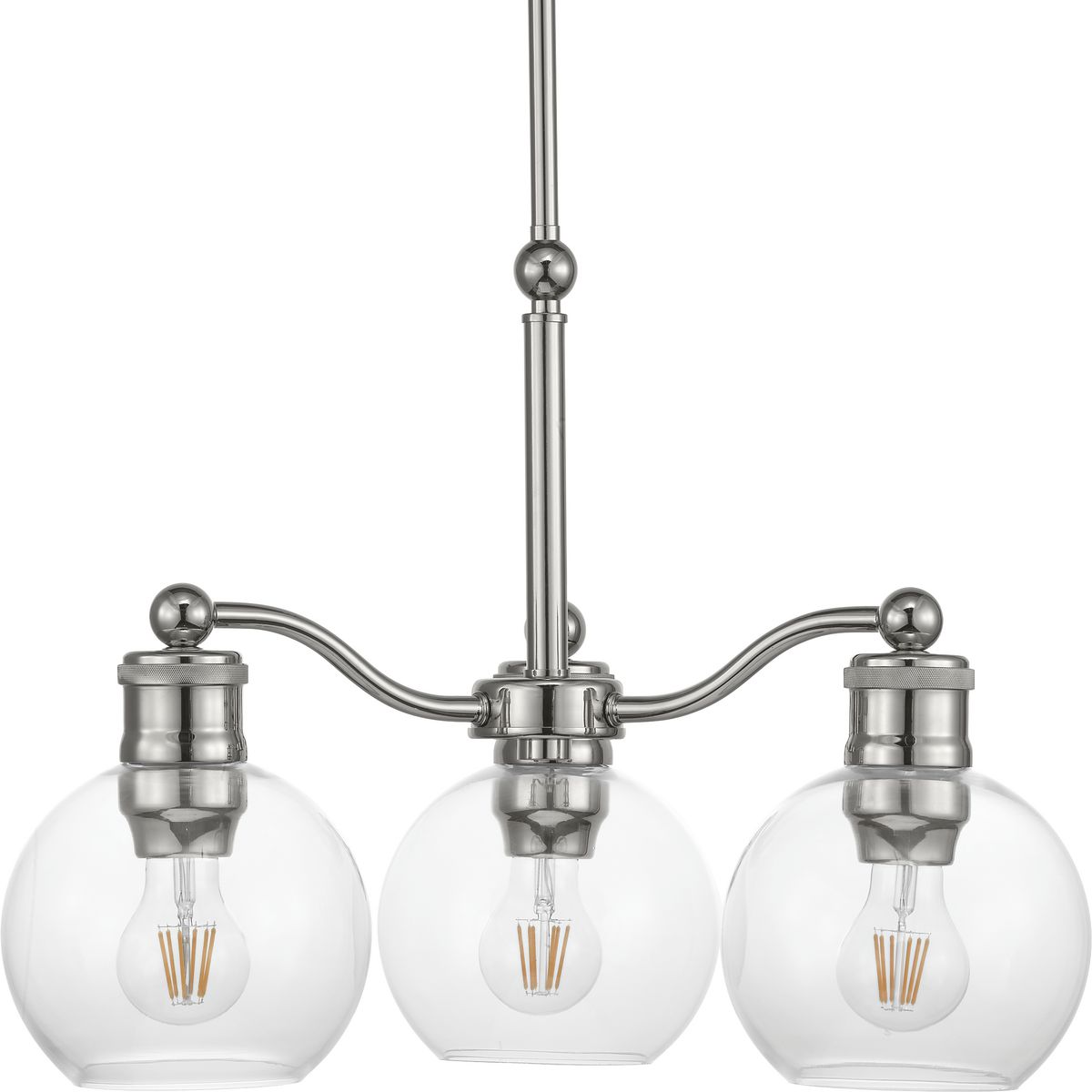 Progress Lighting P400146-104 Hansford 3 -Light Polished Nickel Transitional For Use in Bedrooms, Dining Rooms, Foyers, Kitchens, Living Rooms Chandelier