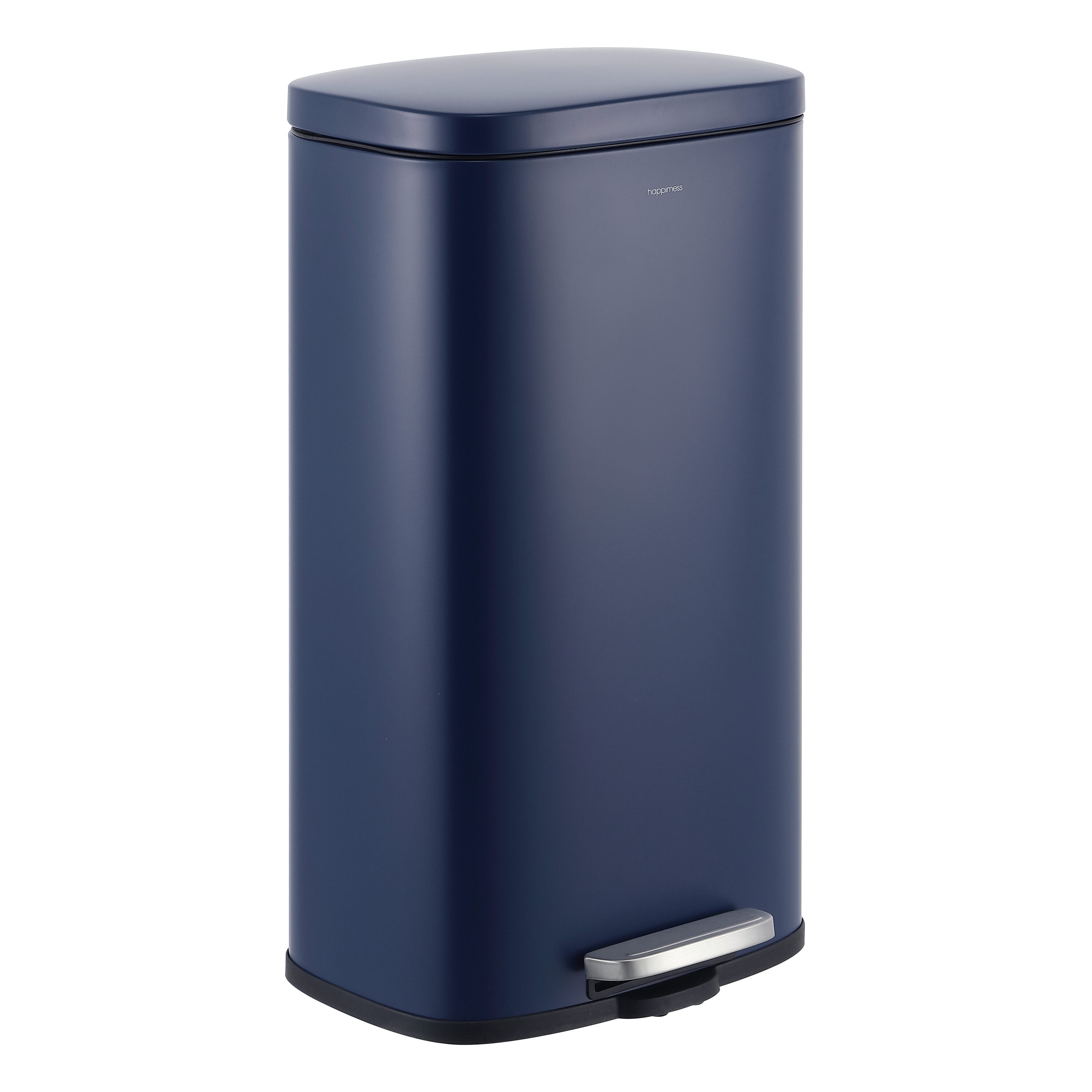 happimess HPM1011E 8 Gallon Denim Blue Metal Indoor Kitchen Step Trash Can