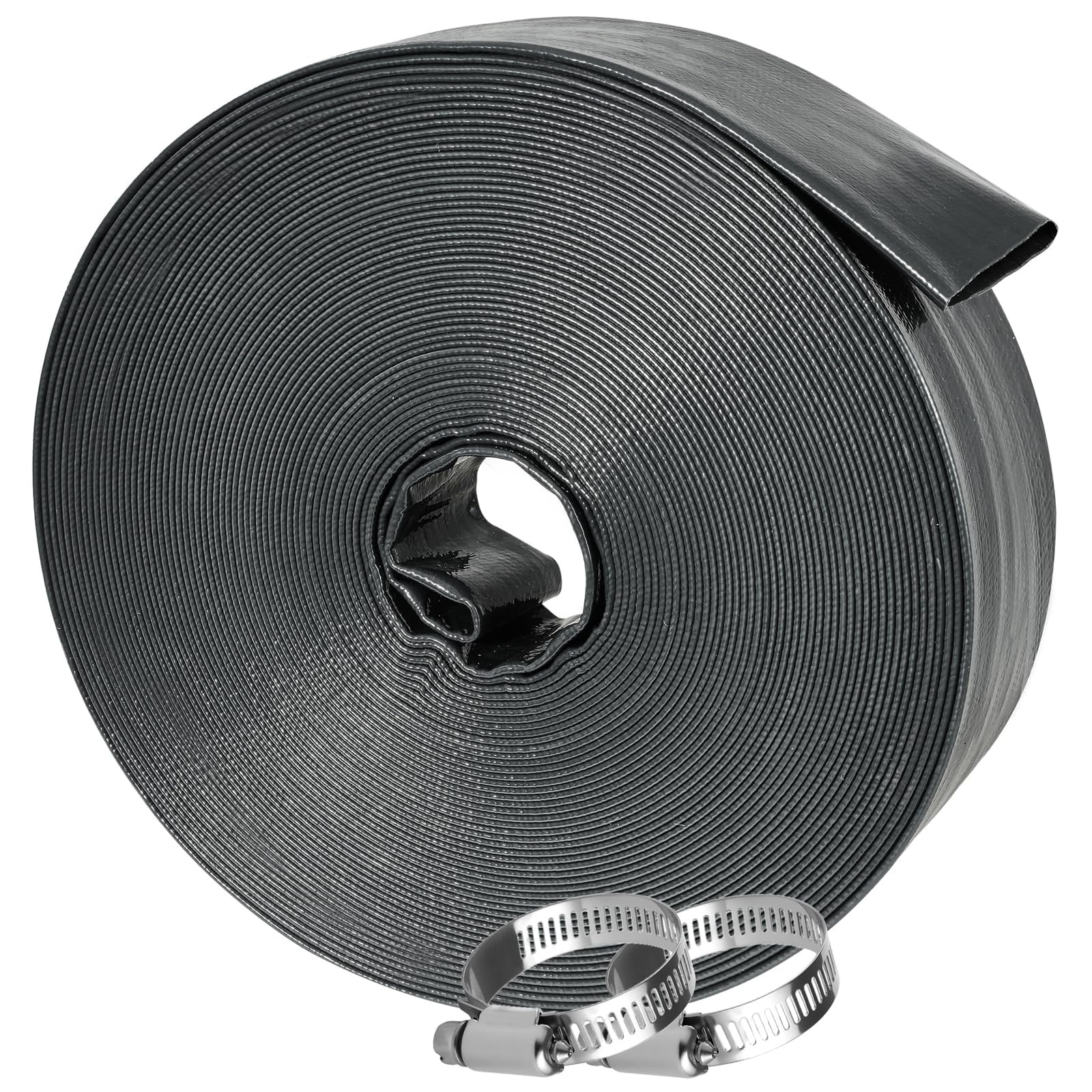 Etokfoks  100 in Polyester Pool Backwash Hose Heavy Duty Burst Resistant Weatherproof Discharge Tool 1 Roll